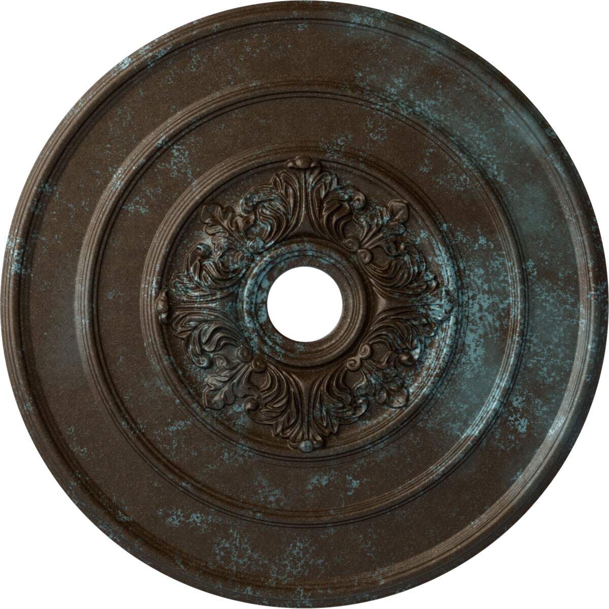 Ekena Millwork CM26TABBS Traditional with Acanthus Leaves 26-in W x 26-in L Painted Bronze Blue Patina Polyurethane Whole Ceiling Medallion
