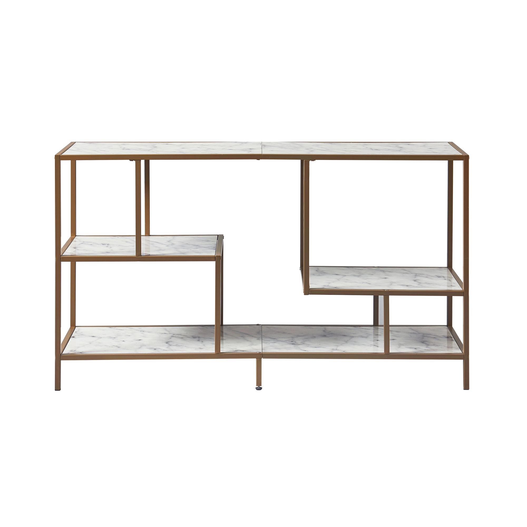 Elegant Marmo 54" Faux Marble Top TV Stand with Brass Finish