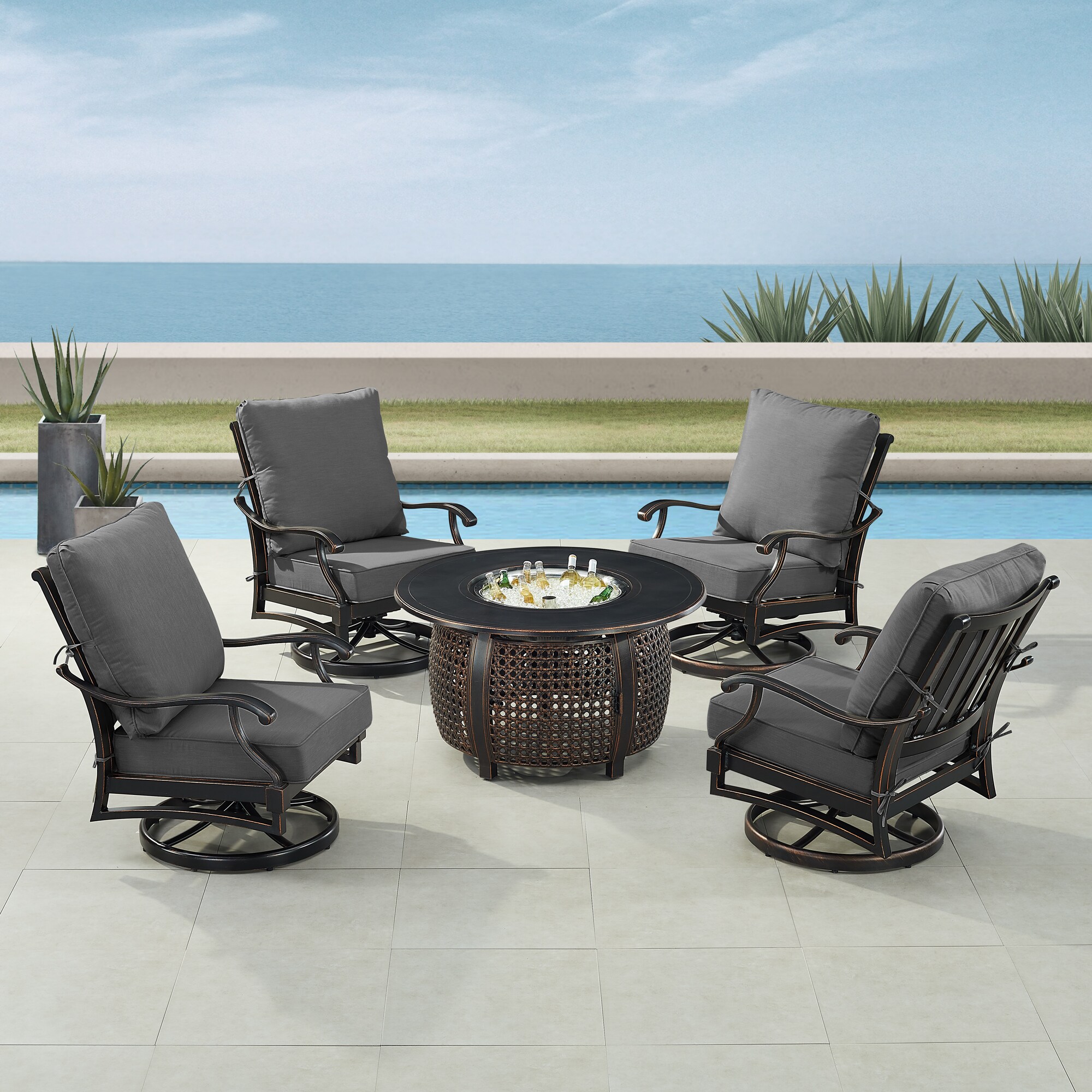 Oakland Living SHAO4CHCLIFFBKCUIBA Patio-Conversation-Sets - View #3