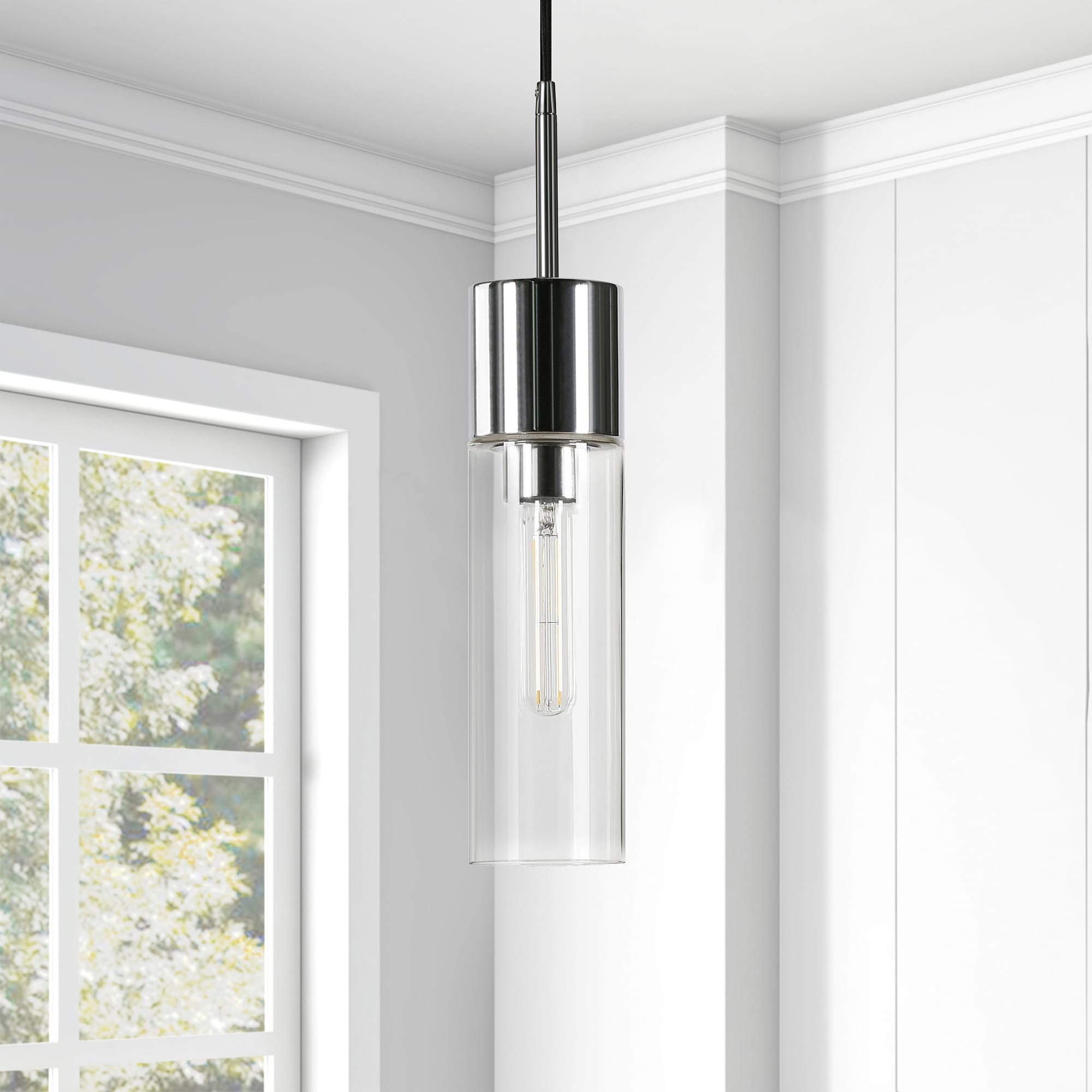 Hailey Home PD0302 Lance Nickel/clear glass Traditional Dome Medium Hanging Pendant light