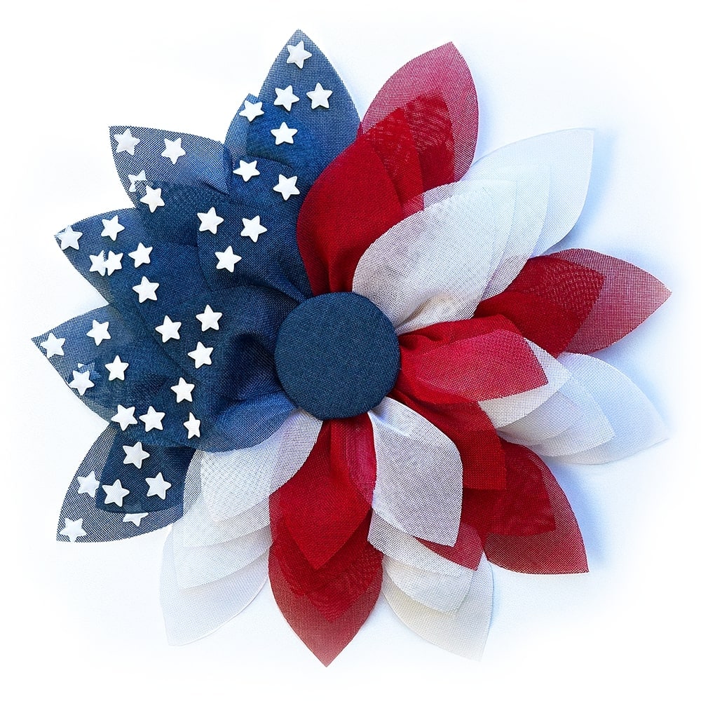 OrnamentallyYou WRTH1009 Rustic Burlap Patriotic 22-in Wreath American Flag Style 4th of July Front Door Home Decor