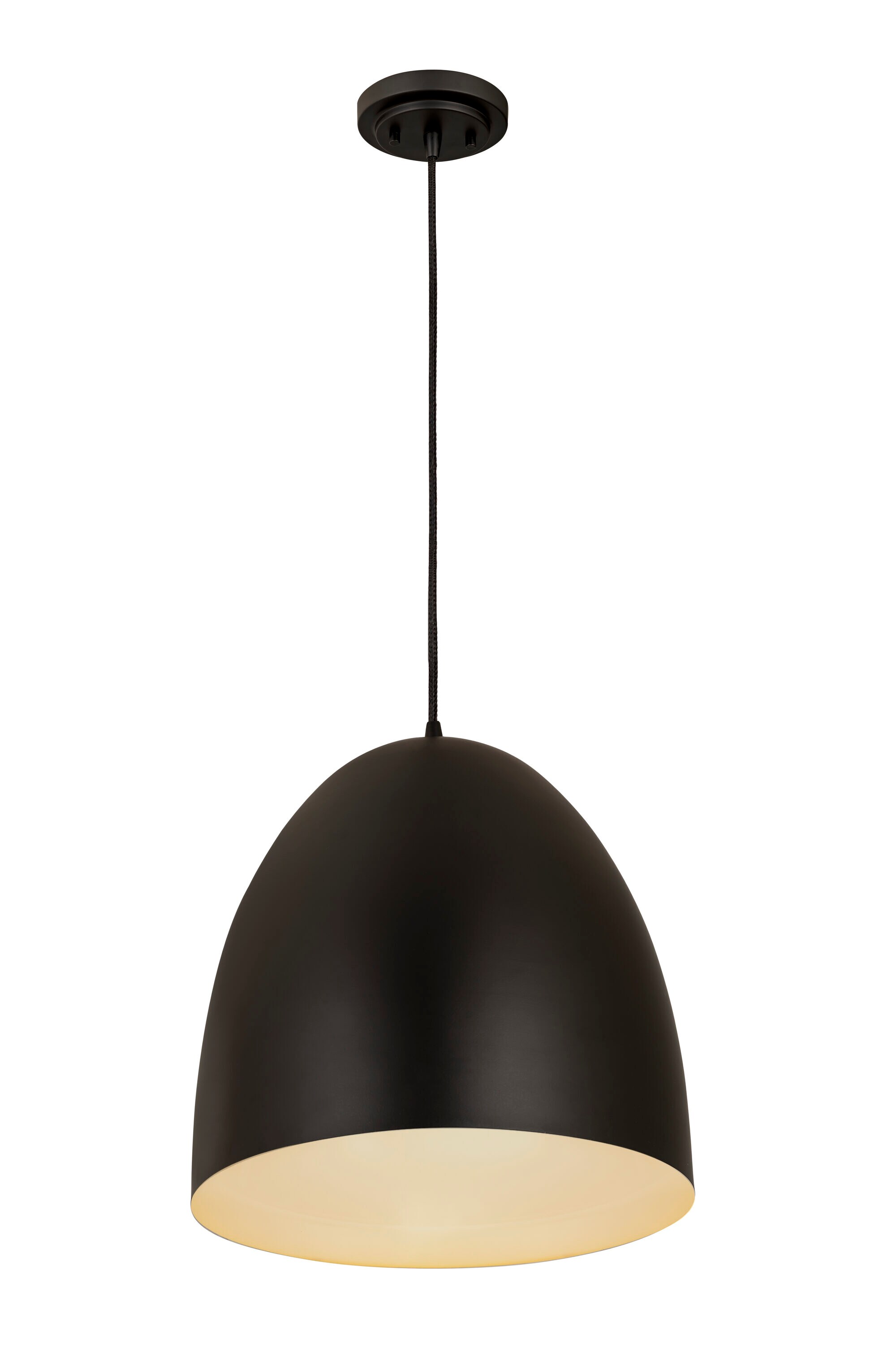 Matte Black Contemporary Dome Pendant Light