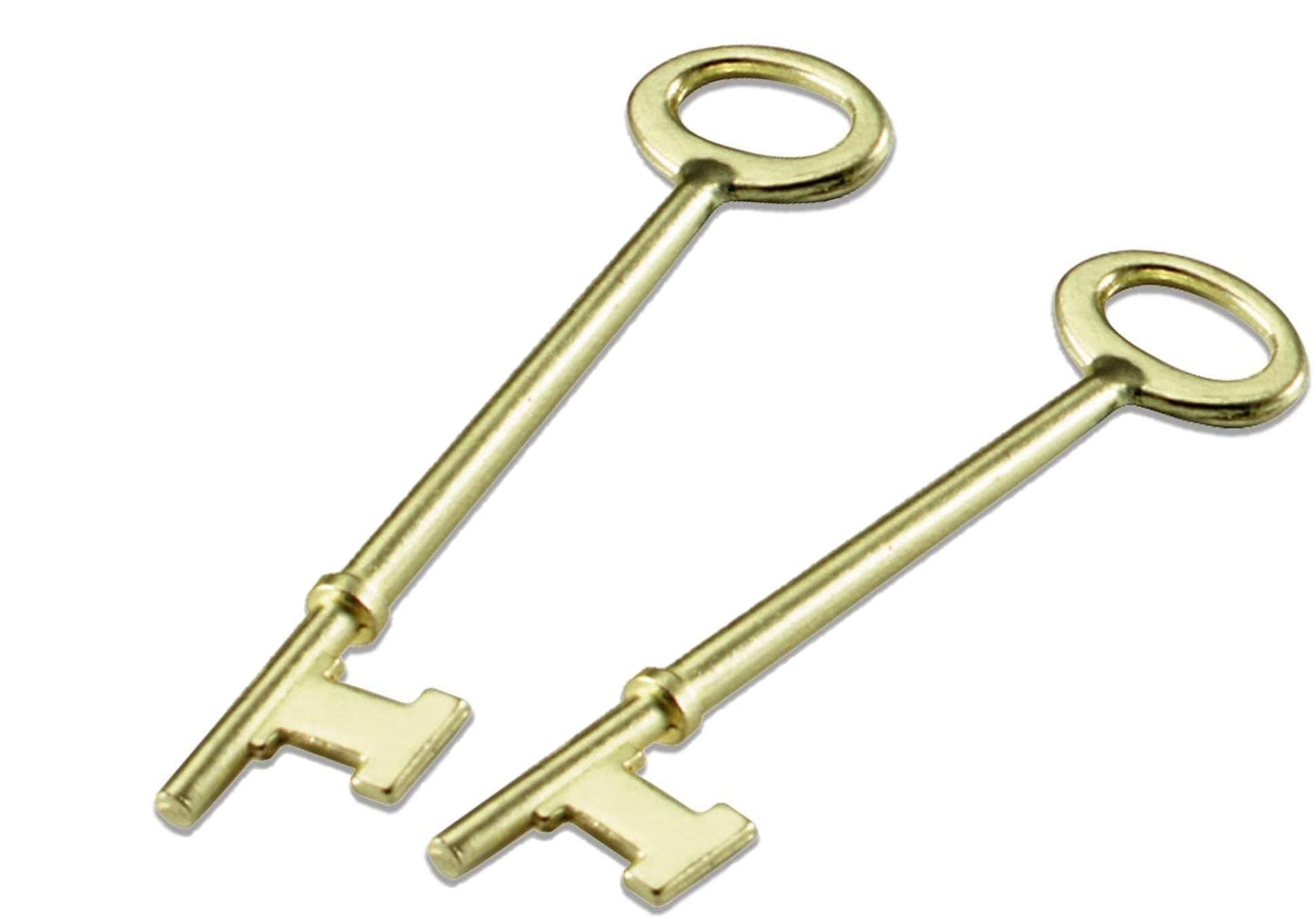 Lucky Line  Skeleton Key Flat-Tip for Warded Antique Locks Antique Finish 2-Pack (87002)