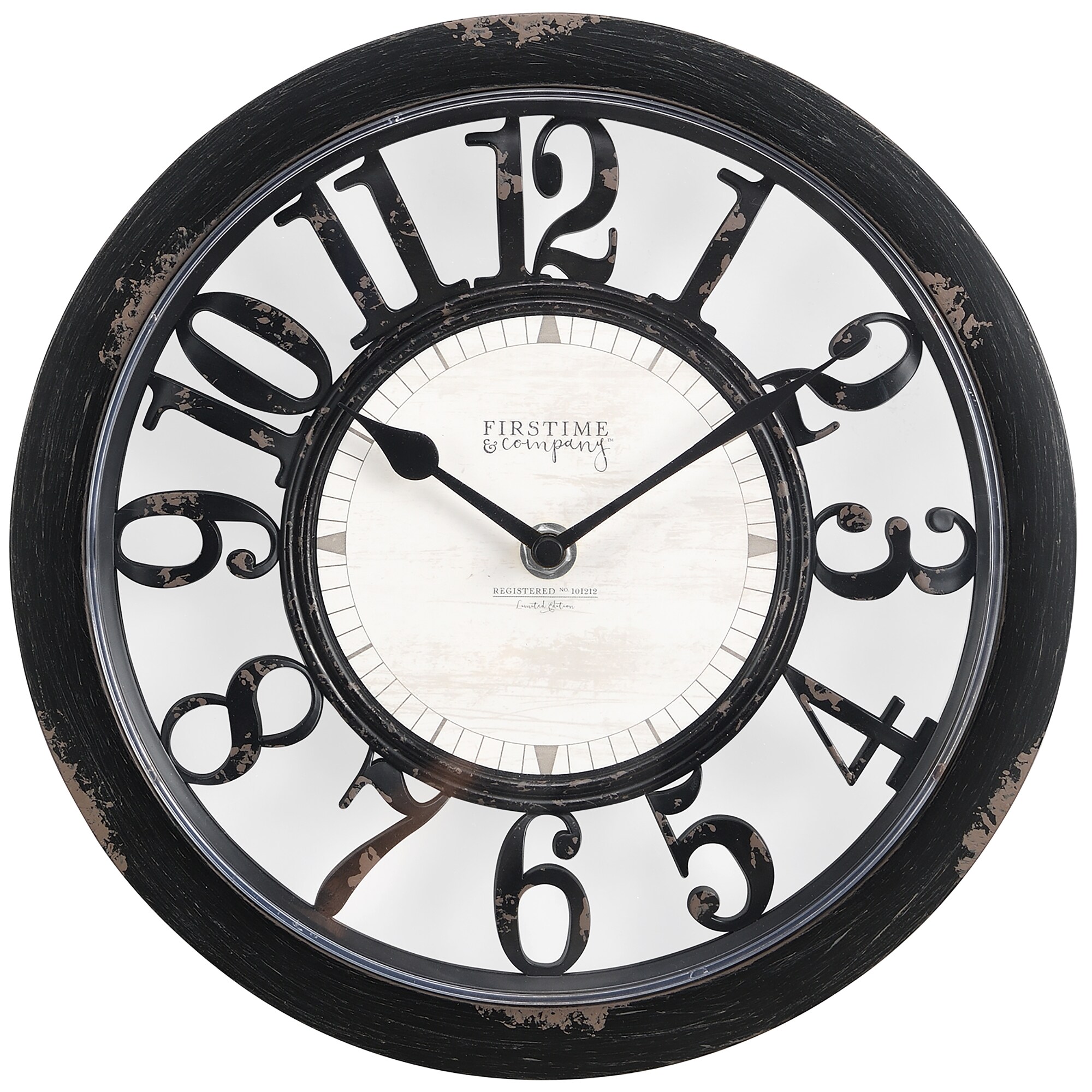 FirsTime & Co. Dark Silver Shiplap Outdoor Wall Clock, Farmhouse