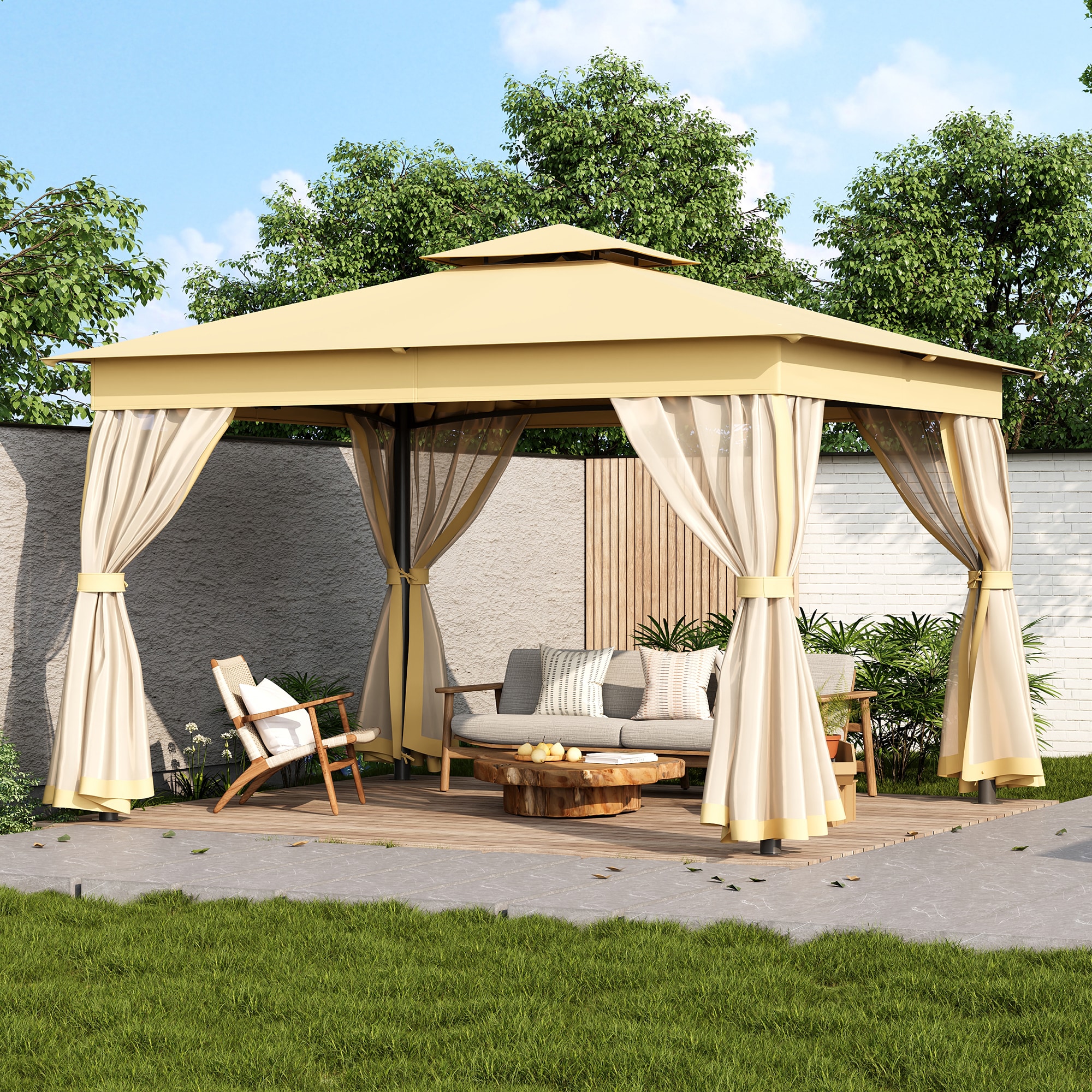 SINOFURN SYA990035GY Wood-Resin-Gazebos - View #2