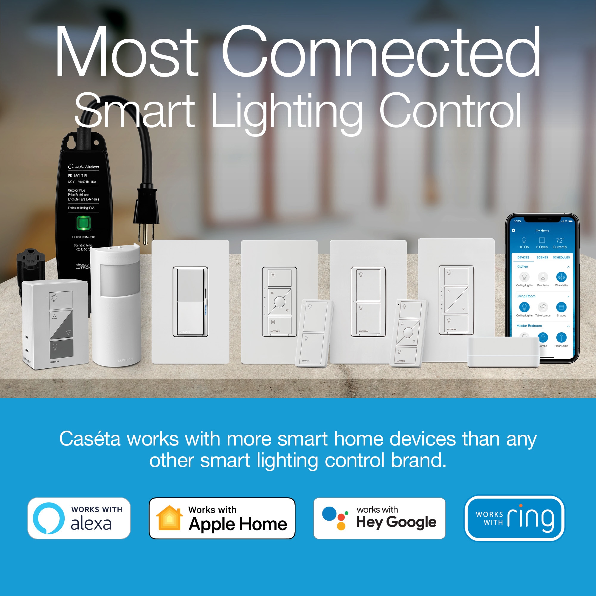 Lutron Caseta Smart Lighting Multi-location Smart with LED Illuminated Rocker Light Dimmer Starter Kit with Smart Hub with Wall Plate, White DVRF-BDG-1D Sansujyuku sansujyuku.com