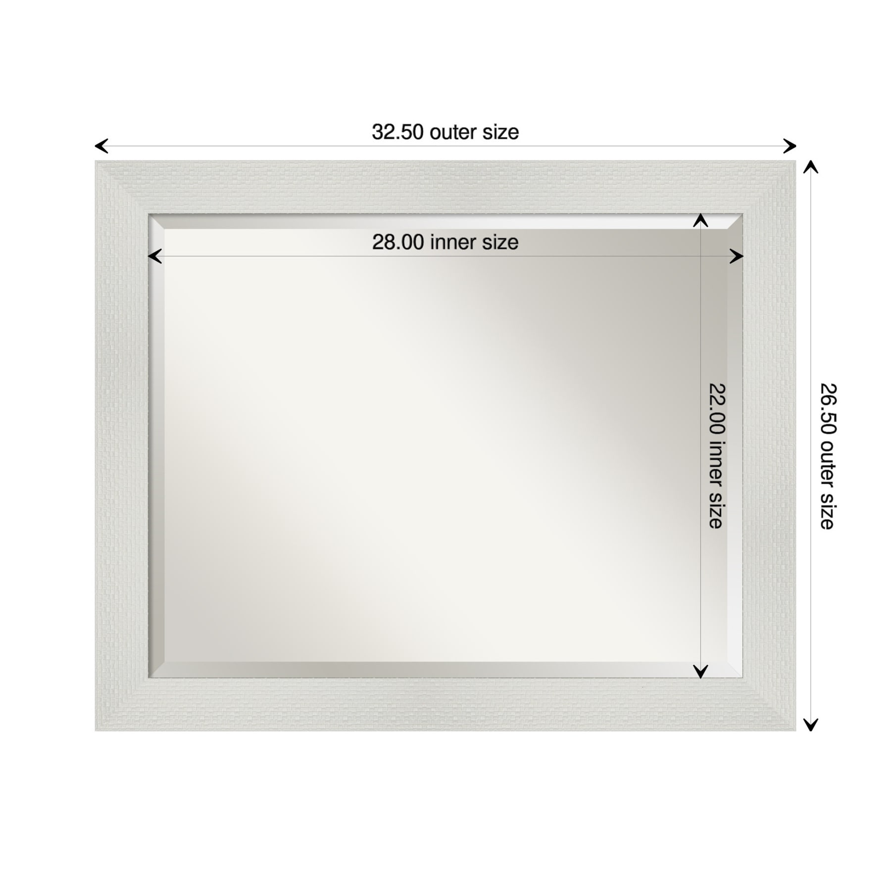Elegant Mosaic White Wood Framed 26.5" Vanity Mirror