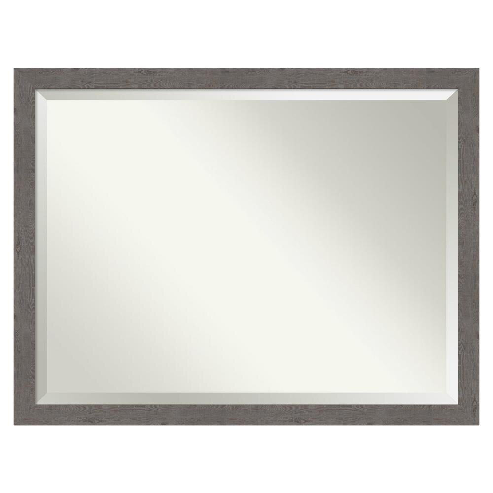 Amanti Art DSW4593662 Rustic Plank Grey Frame 43.25-in x 33.25-in Bathroom Vanity Mirror (Distressed Grey)