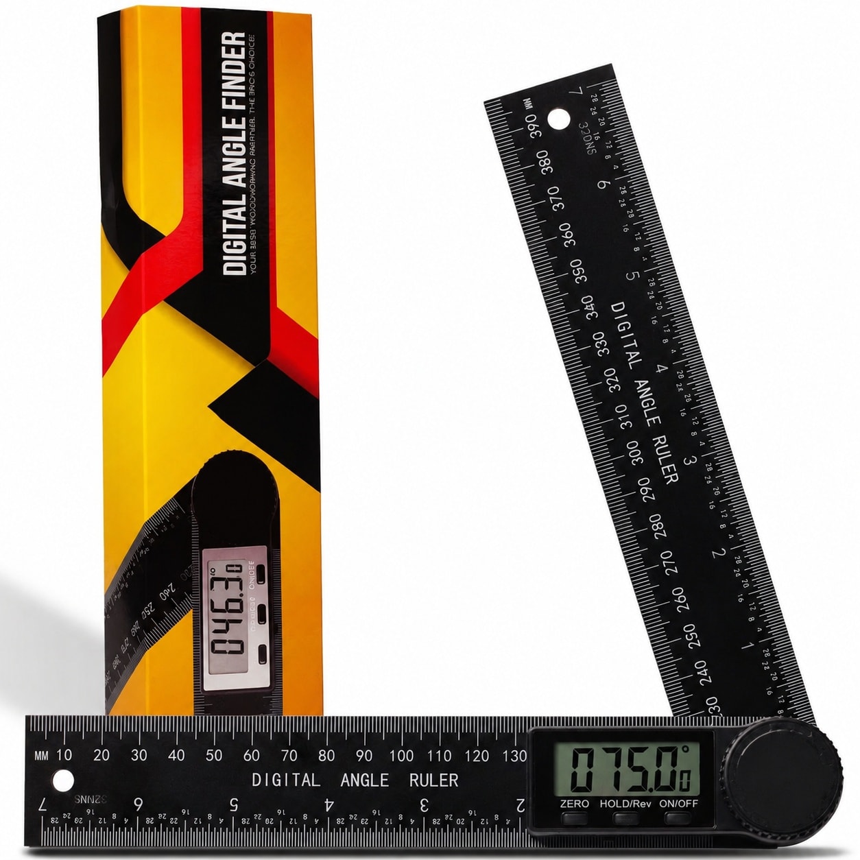 Linder Group Inc Digital angle finder protractor ruler 7 inch 200mm enhanced ABS large LCD display accurate reading lock zero hold reverse angle functions for #L3LX3GAU