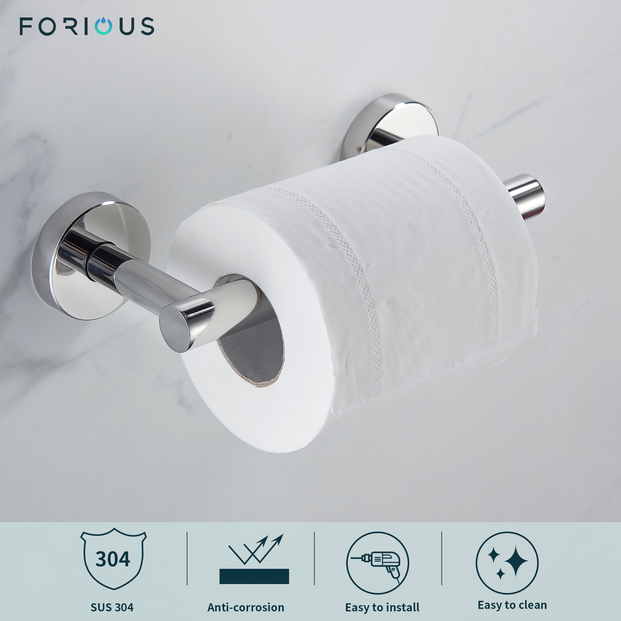 FORIOUS Recessed Toilet Paper Holder Brushed Nickel, Brushed Nickel Toilet  Paper Holder Wall Mount Includes Rear Mounting Bracket, Stainless Steel