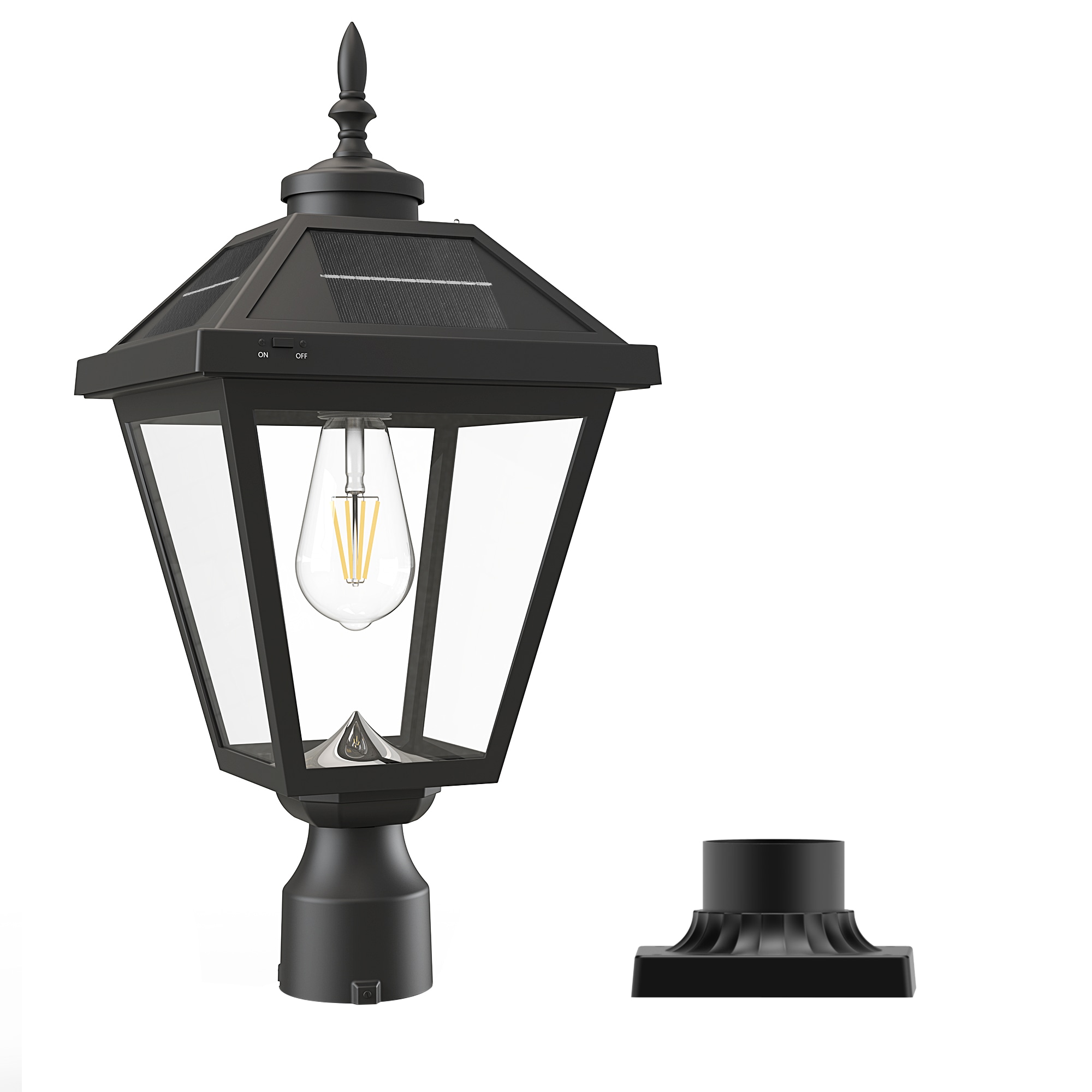 Cedar Hill 433401 Post Light 22-in Black Traditional Solar Outdoor Light post lantern with Dusk-to Dawn Sensor Photocell Sensor