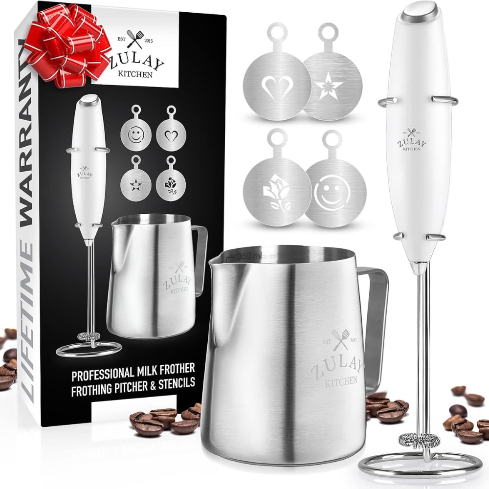 Zulay Kitchen Magia Manual Espresso Machine with Grinder and Milk Frother - Silver