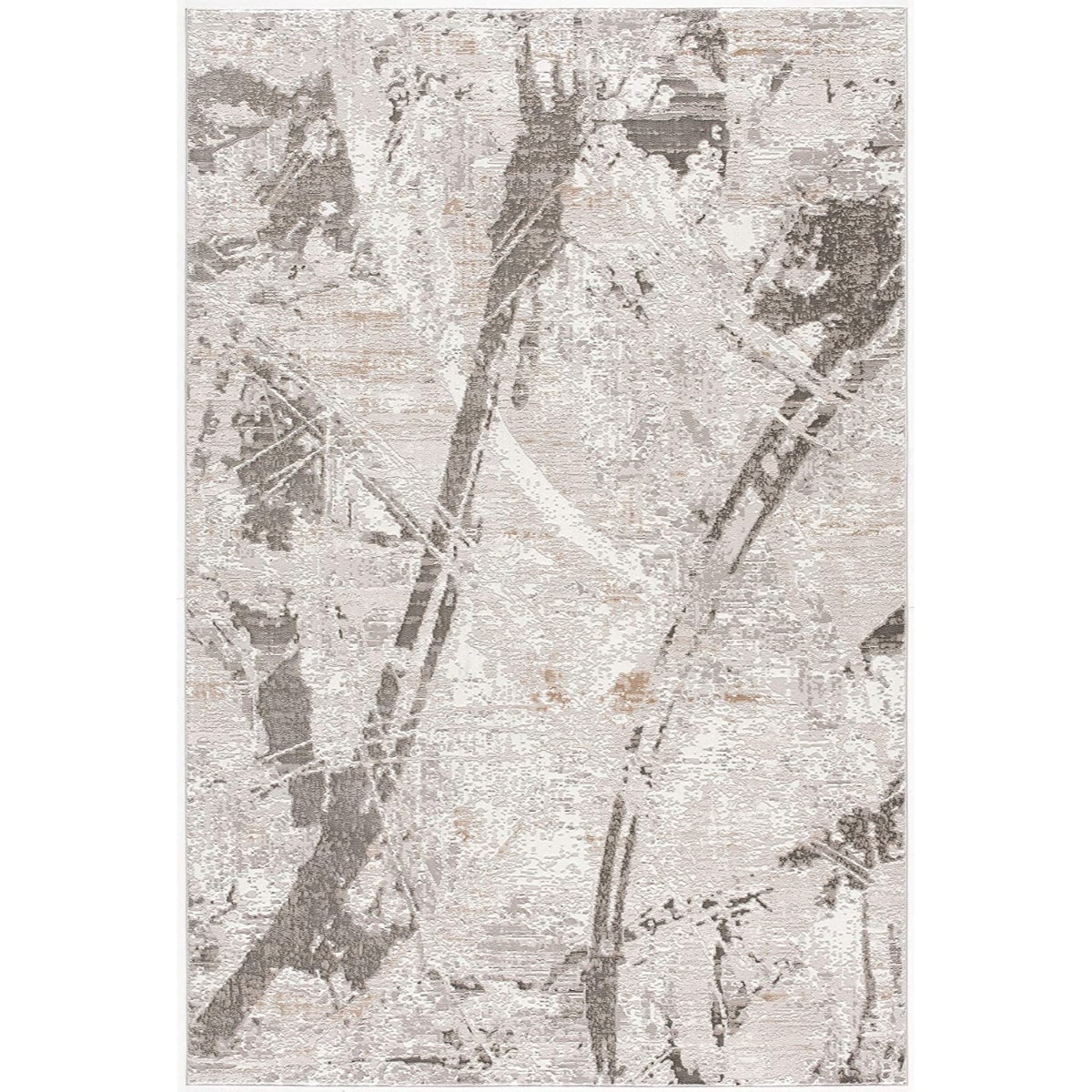 HomeRoots 4000392094 5 x 8 (ft) Polypropylene Grey Rectangular Indoor Abstract Area rug