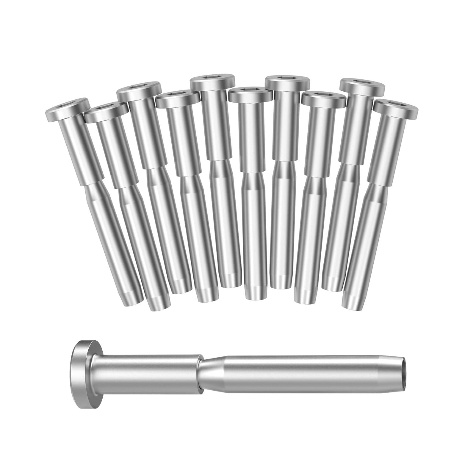 ITOPFOX  10 Pack 3/16 Inch Invisible Cable Railing Kit T316 Stainless Steel Receiver and Swage Stud End for 3 by 2 Wood and Metal Posts