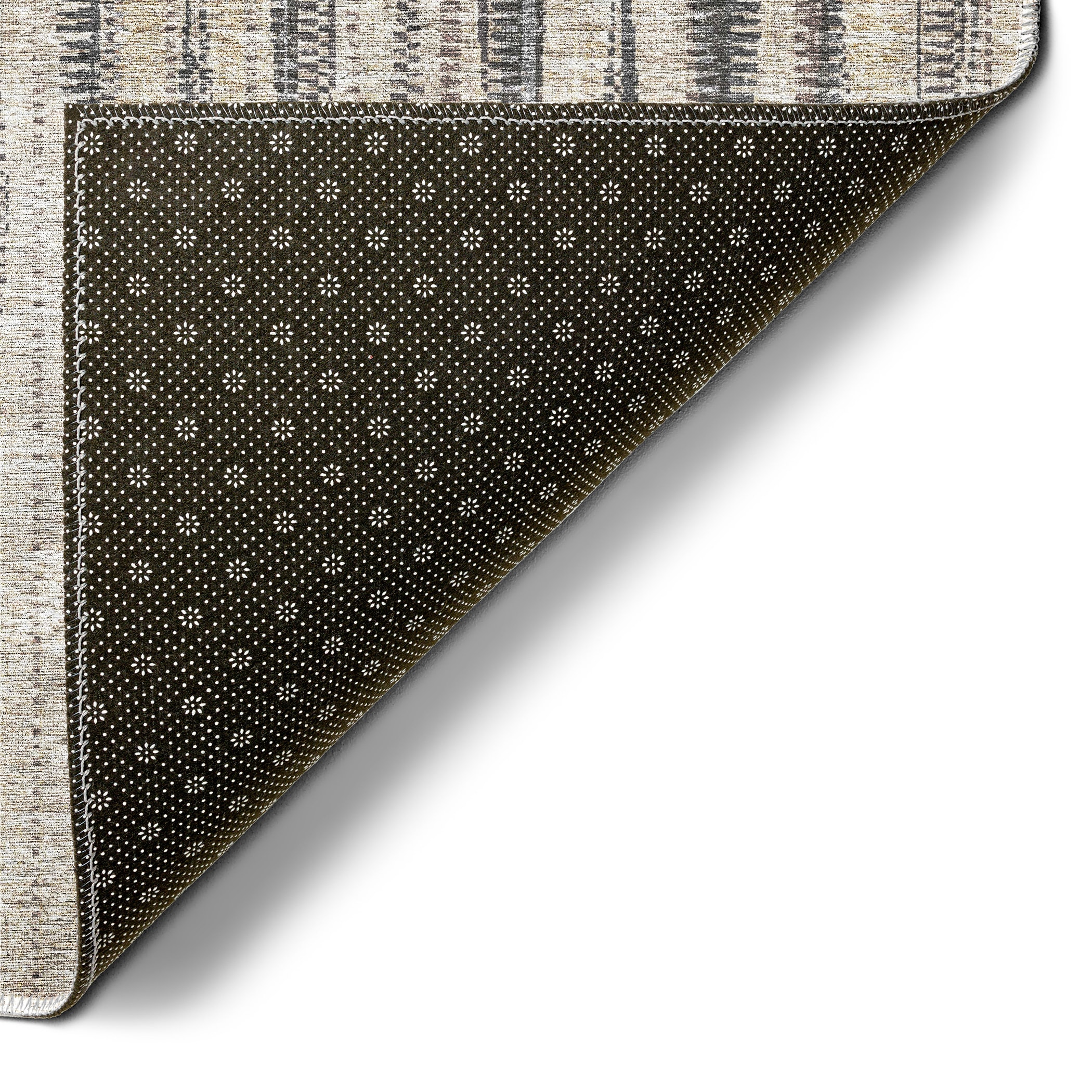 Beige Stripe Flat Woven 3' x 5' Synthetic Area Rug