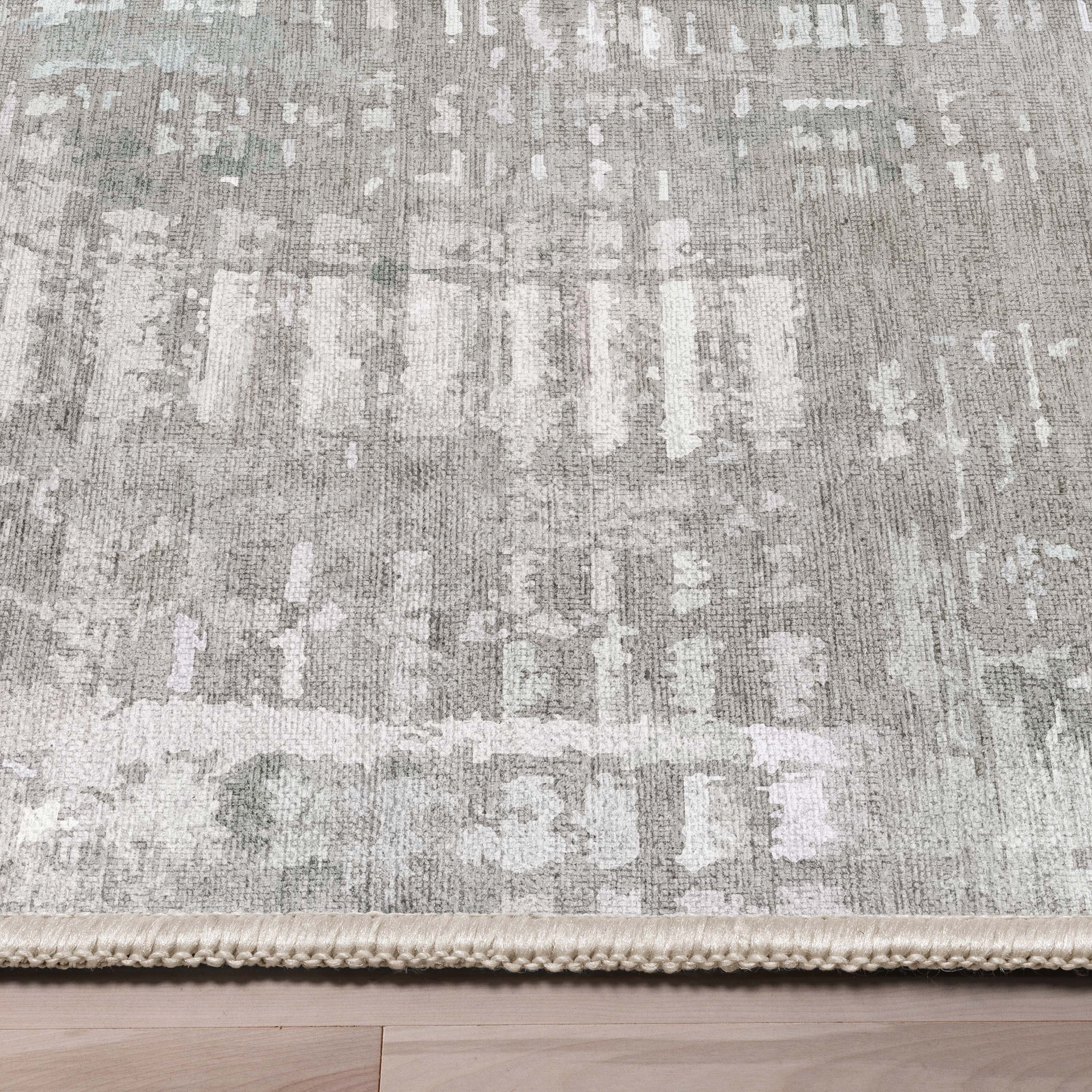 Blue and Beige Abstract Synthetic Flat-Weave 5' x 7' Area Rug