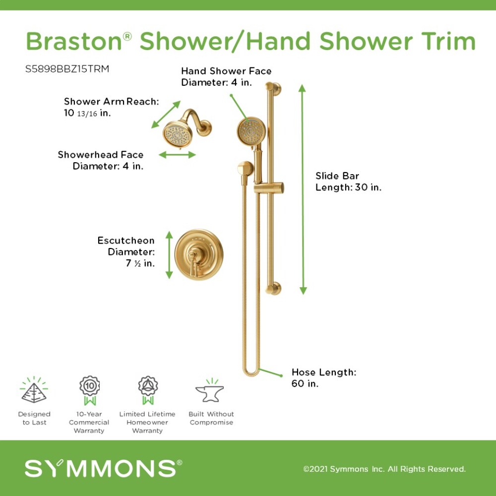 Symmons S5898BBZ15TRM Showerhead-Bar-Panels - View #2