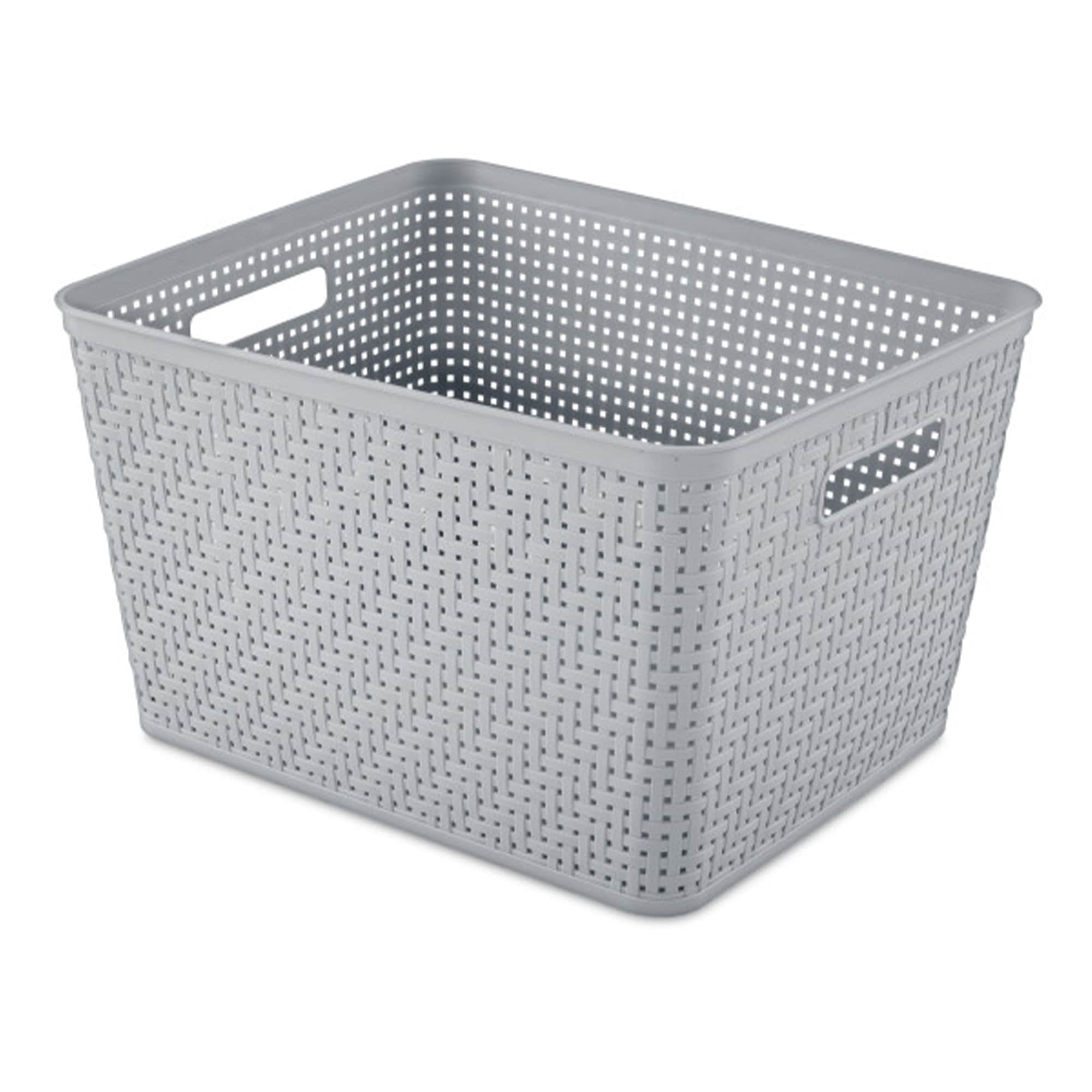 Sterilite Gray Tall Rectangular Plastic Storage Baskets with Handles, 6-Pack