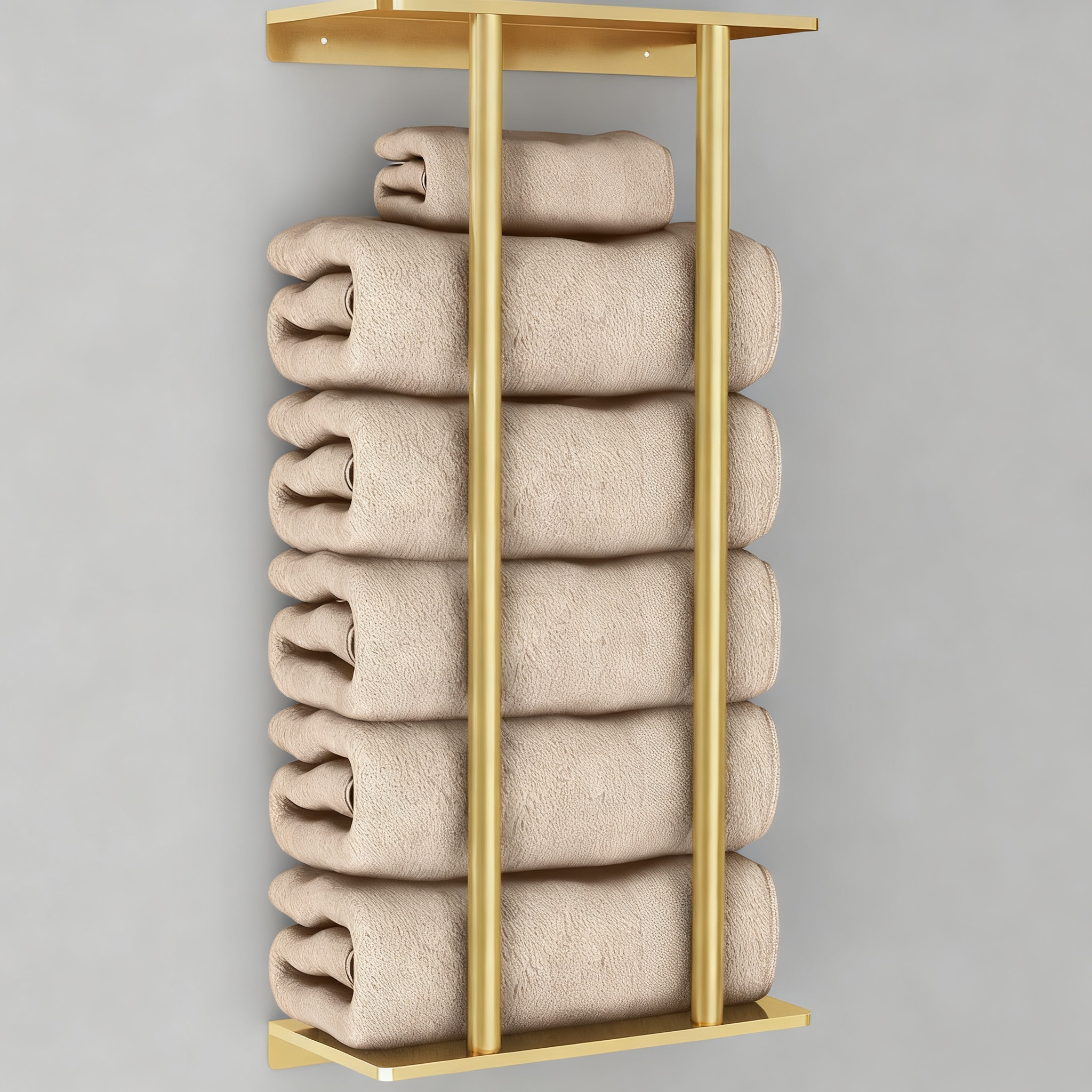 Lovav Wall Mounted Towel Rack 30 Inch Bathroom Storage Holds 6 Large Towels Gold 30 IN