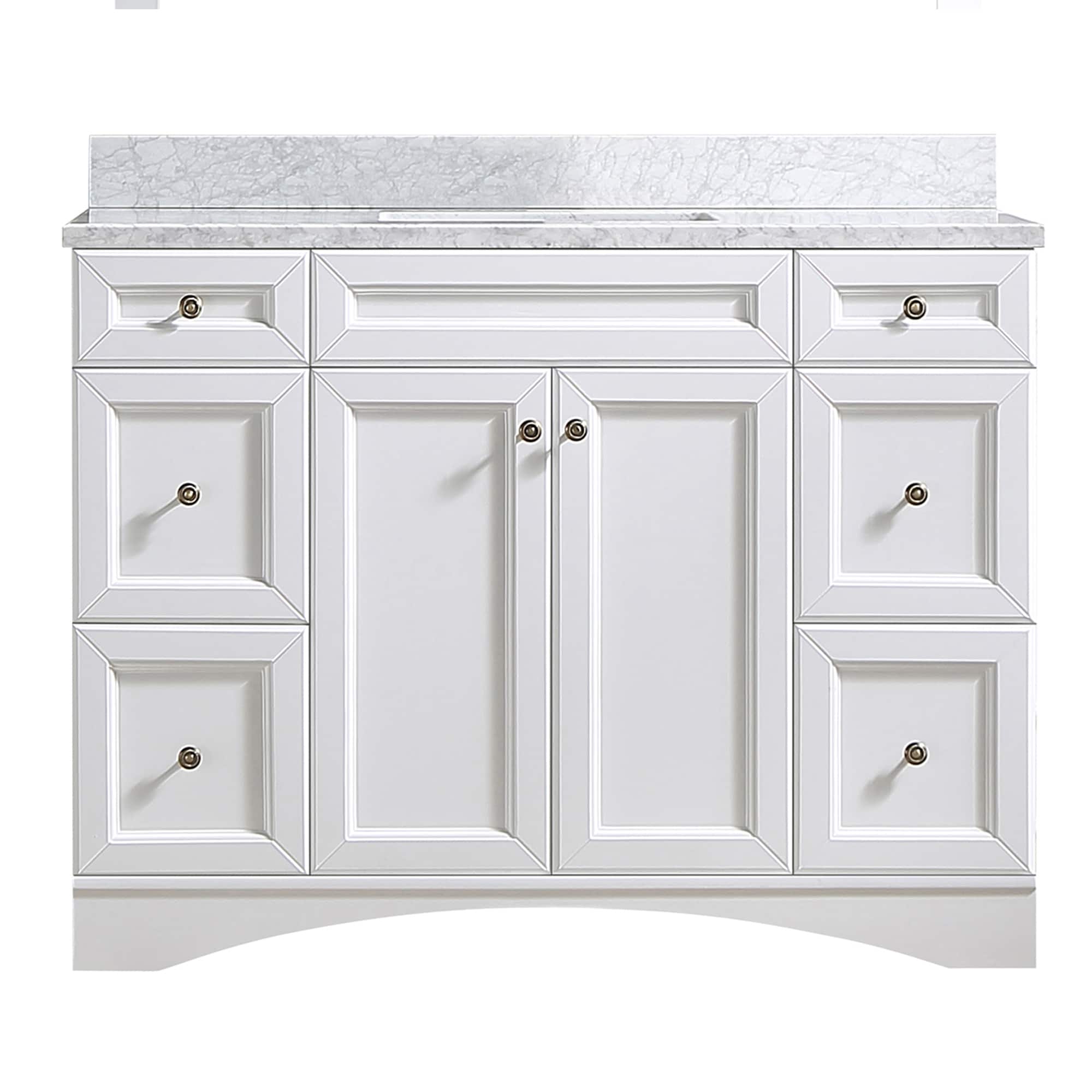 CASAINC MS-30048-CAB-WH-1 48-in White Undermount Single sink Bathroom Vanity with Carrara White Natural marble Top