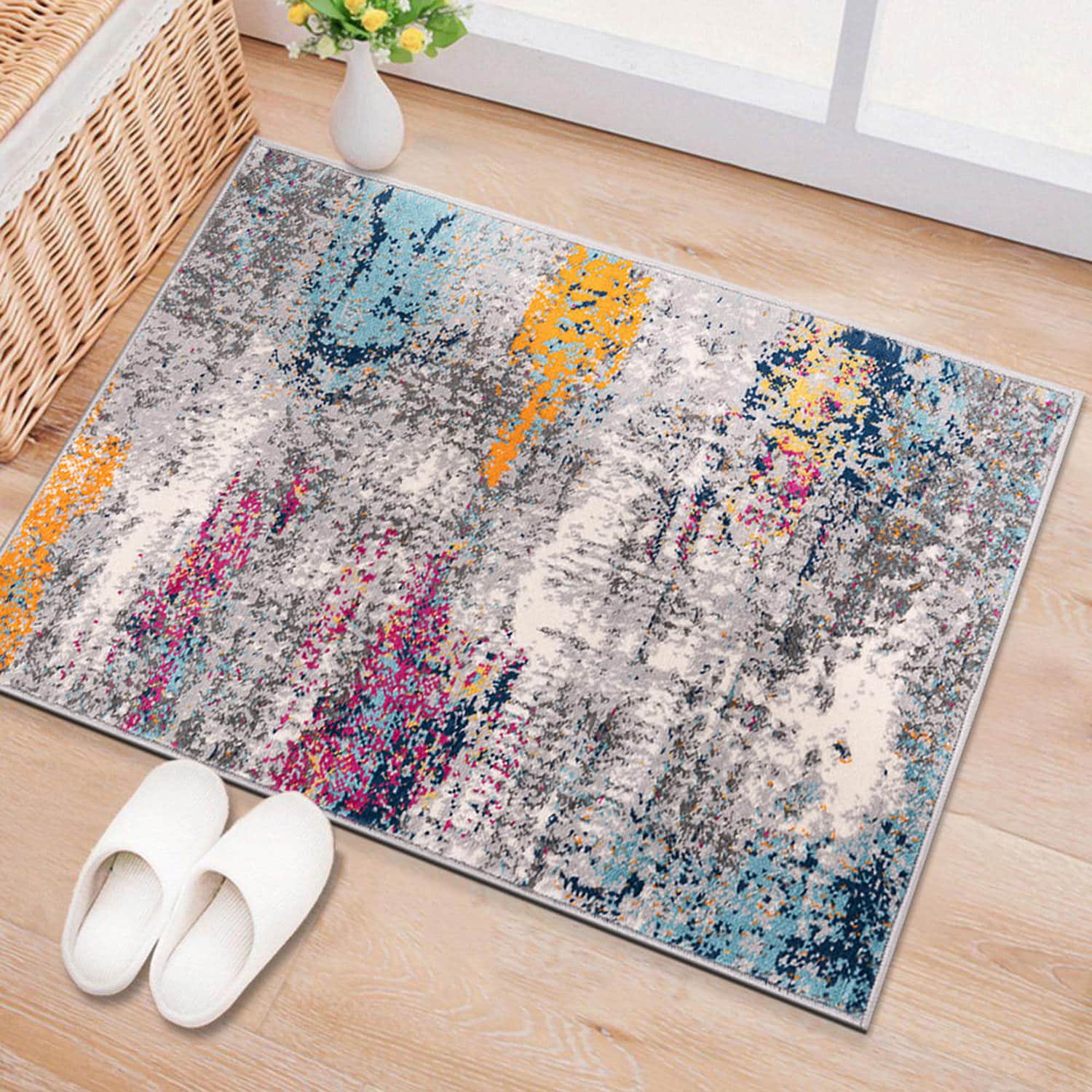 World Rug Gallery 4051MULTI2X3 2 x 3 (ft) Loomed Polypropylene Multi Rectangular Indoor Abstract Vintage Area rug
