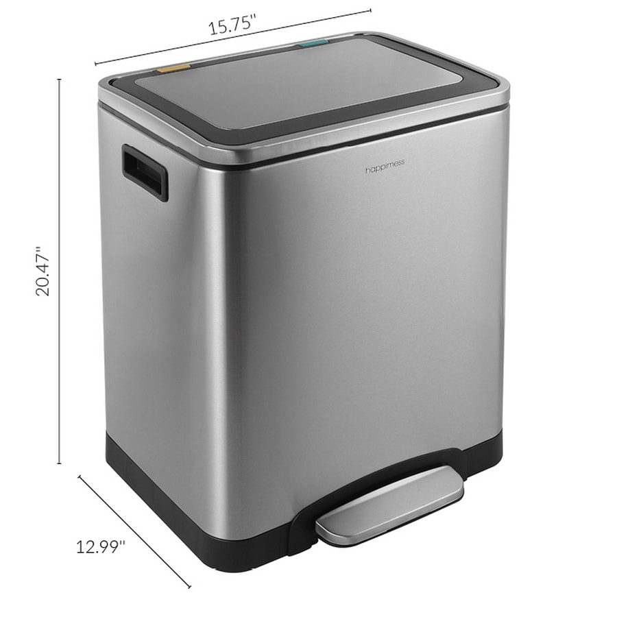 happimess 7.9-Gallon Stainless Steel Indoor Kitchen Step Trash Can ...