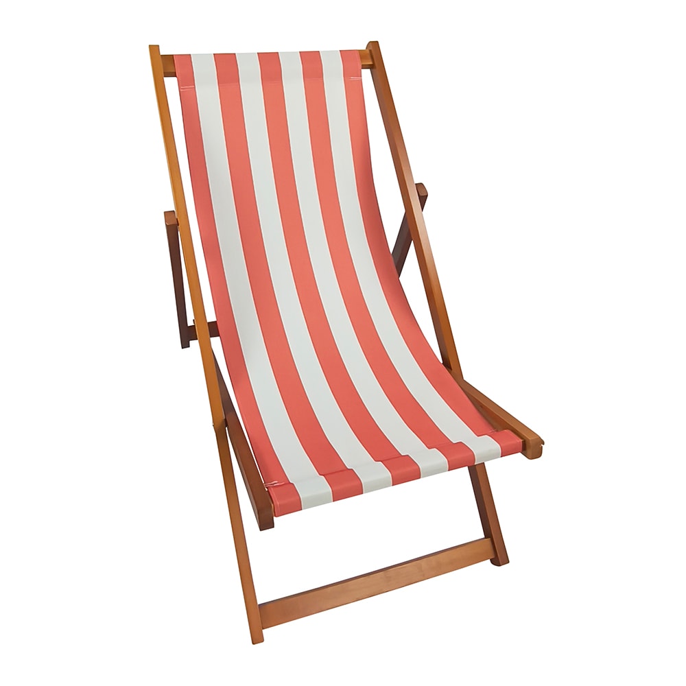 Sunrinx OD-17-HWTZ Woven Stackable Orange Wood Frame Stationary Beach chair Chair with Orange Woven Seat