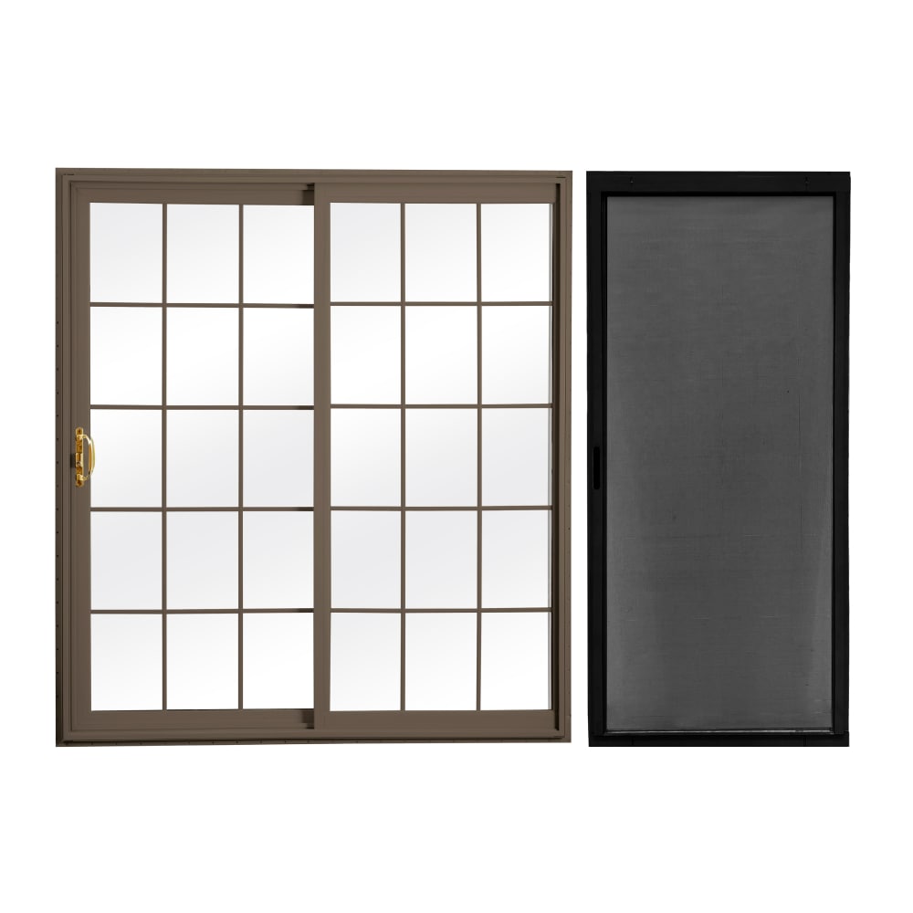 RELIABILT  72-in x 80-in Terratone Vinyl Universal Sliding Double Patio Door with Screen