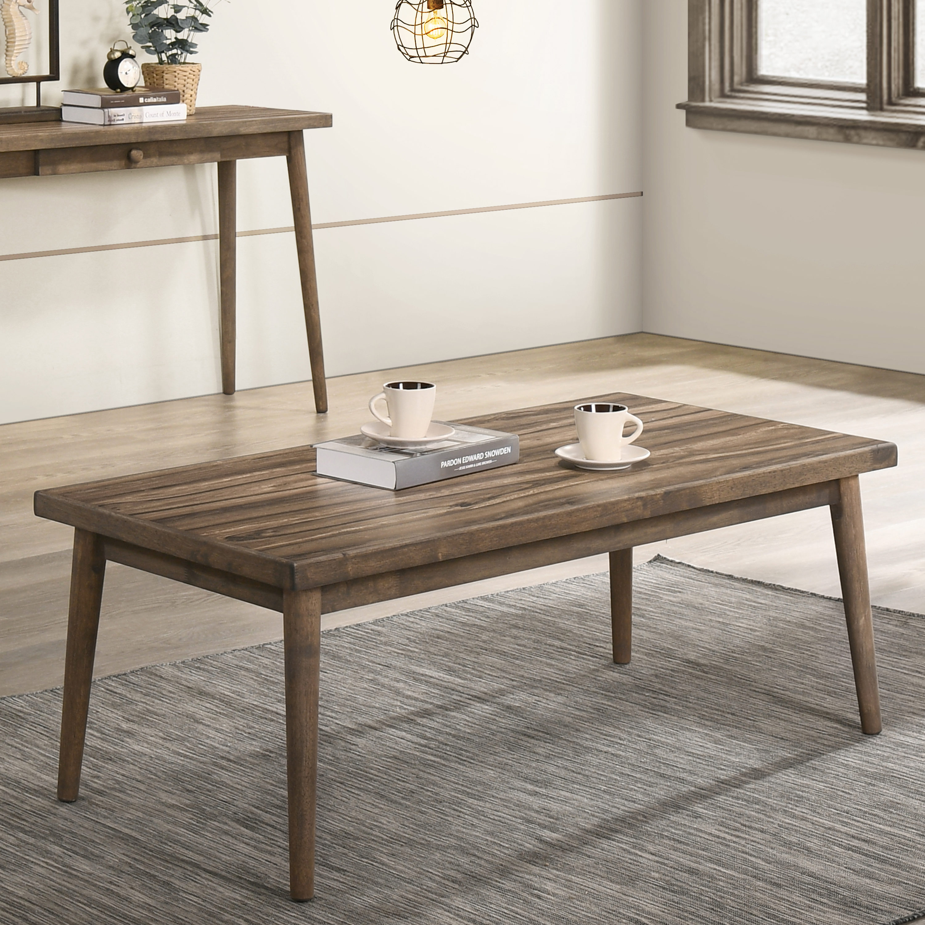 Furniture of America IDF-4349C Valley view Walnut Wood Midcentury Coffee Table