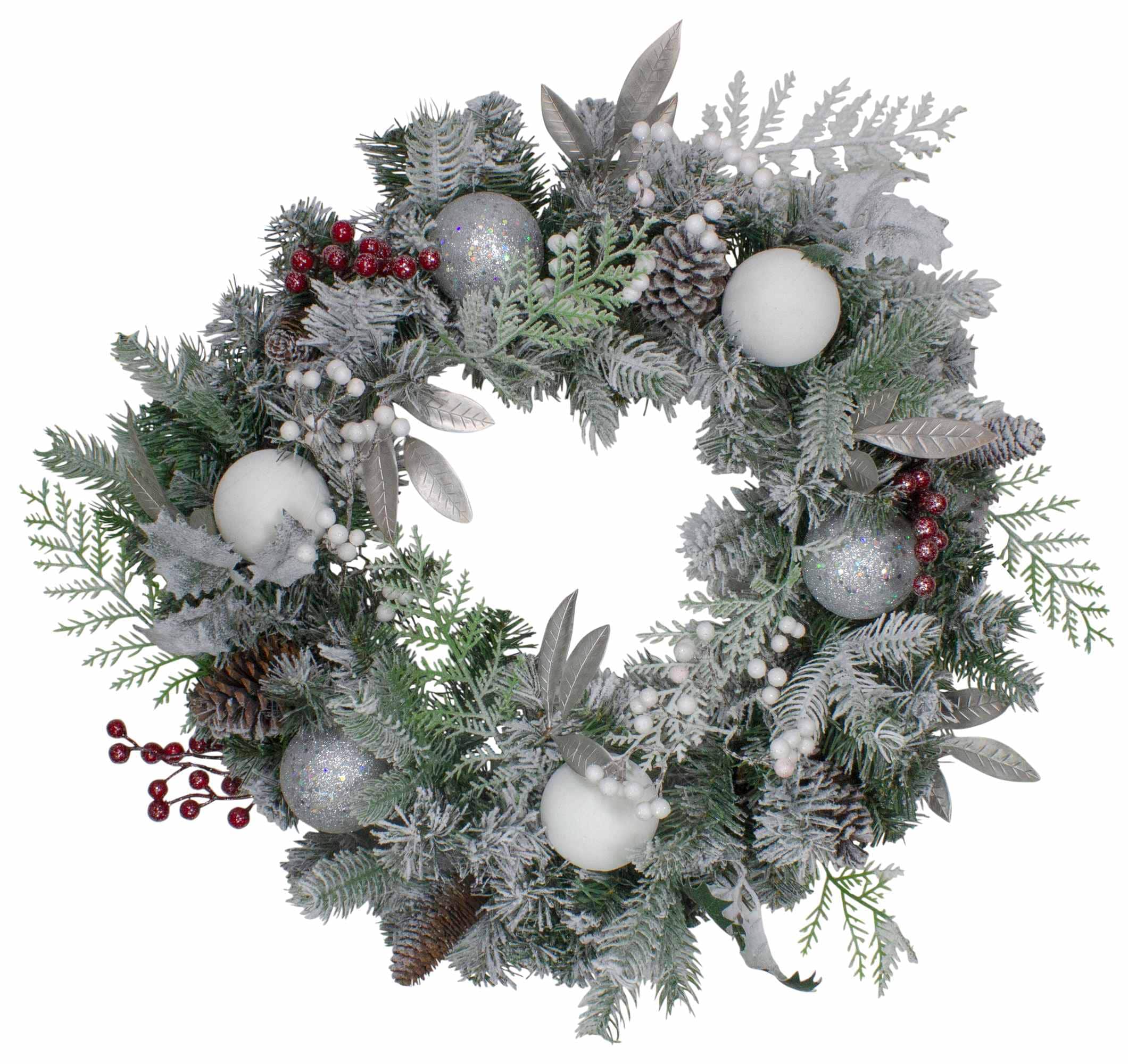 Northlight Frosted Cedar and Berries Artificial Christmas Wreath - 24-Inch Unlit