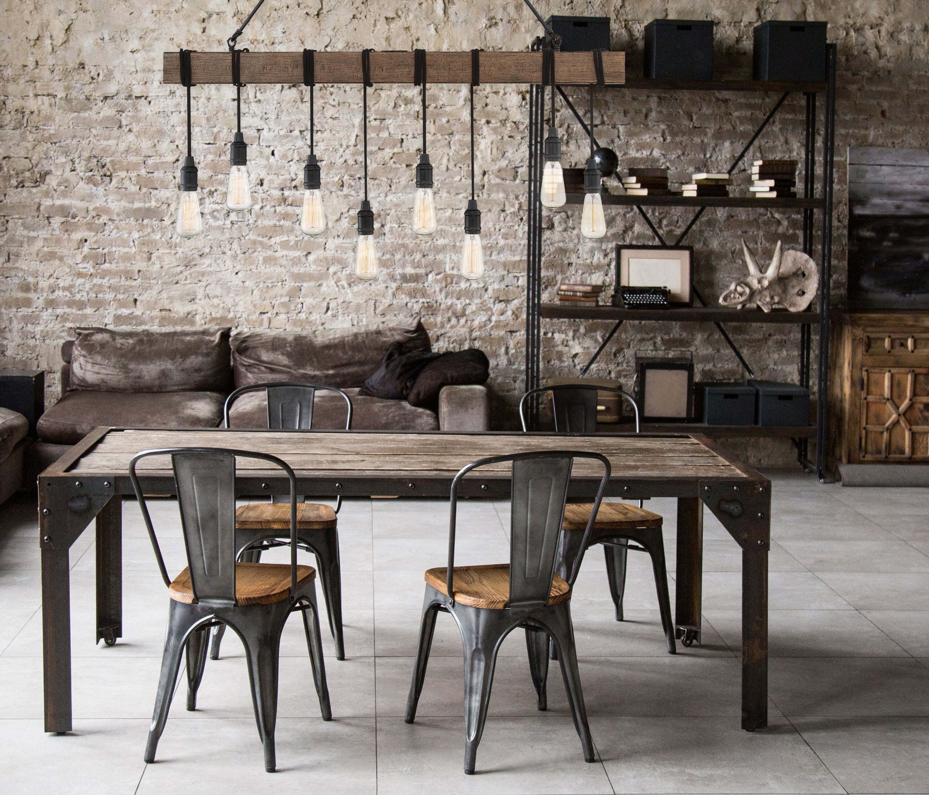 Savoy House Burgess 8-Light Rustic Bronze Linear Pendant