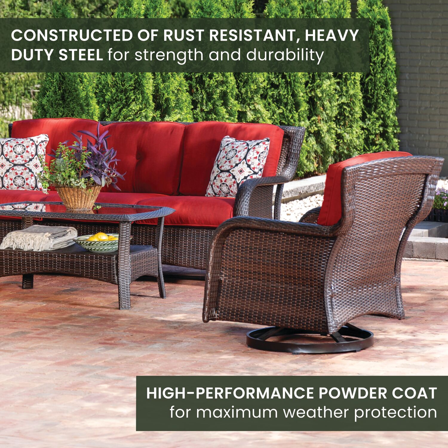 Hanover STRATH4PCSW-S-RED Patio-Conversation-Sets - View #4
