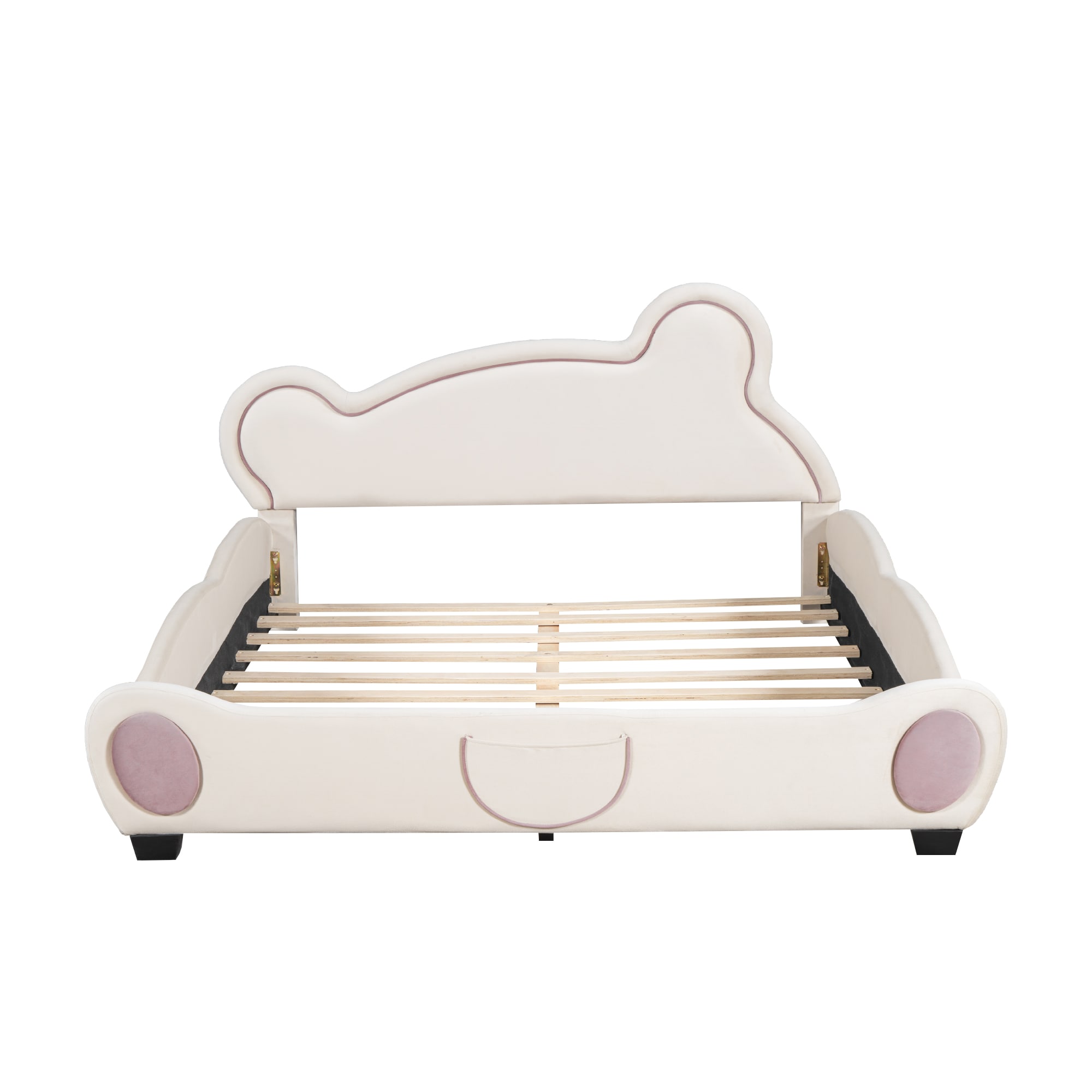Kahomvis LW-QPN1-4AA Beige Queen Wood Platform Bed