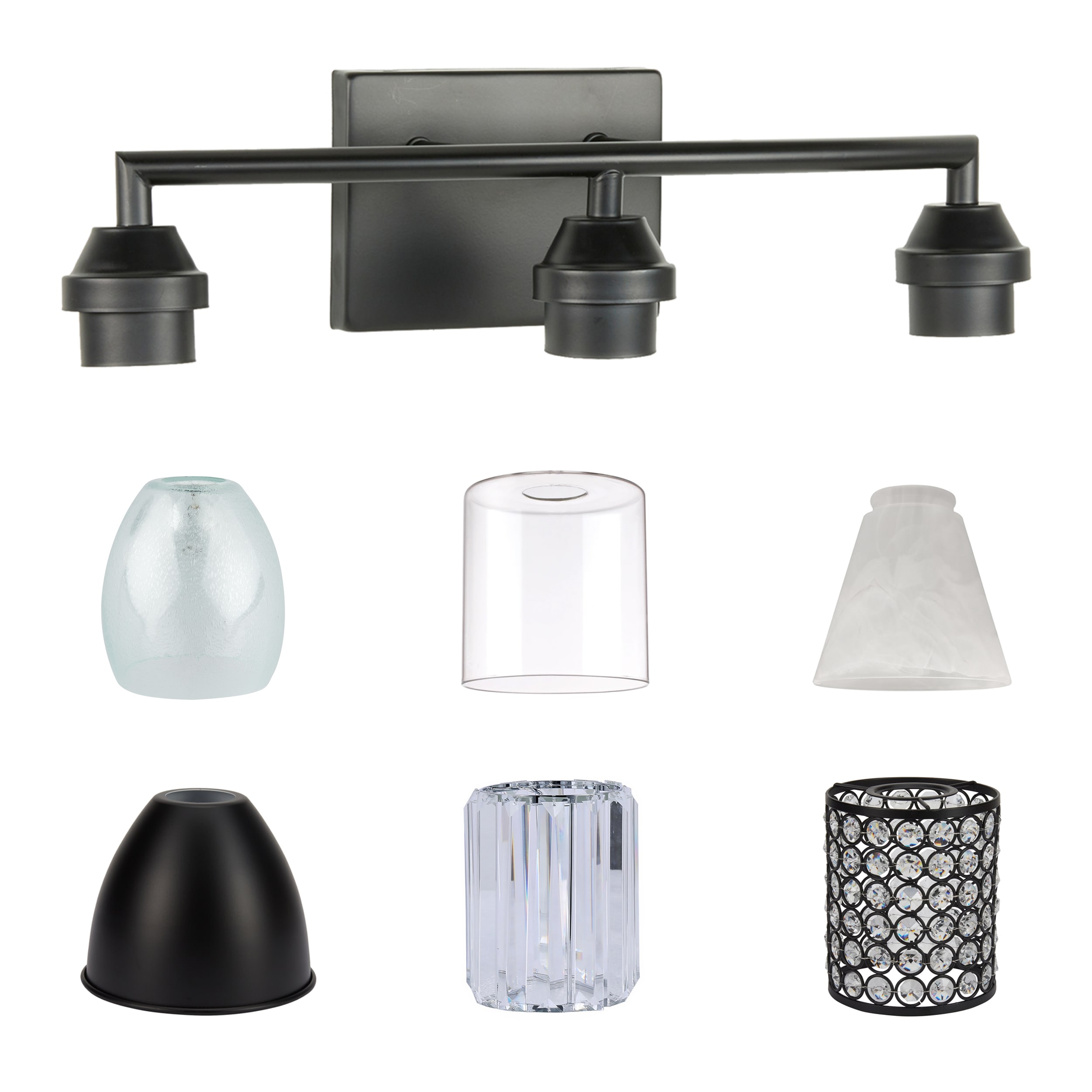 Style Selections 3 Light Black Vanity Light Fixture with Shade Options