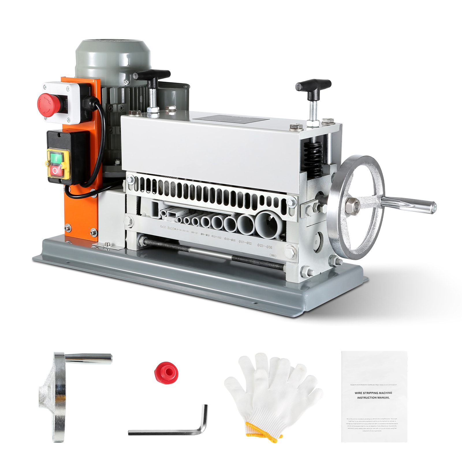 VEVOR SCB370W1115300614V1 Electric Cable Stripping Tool  0.06in-1.57in Motorized Wire Stripper  370 W  88 ft/min  Includes Manual Crank and 11 Channels  Ideal for Copper Scrap Recycling