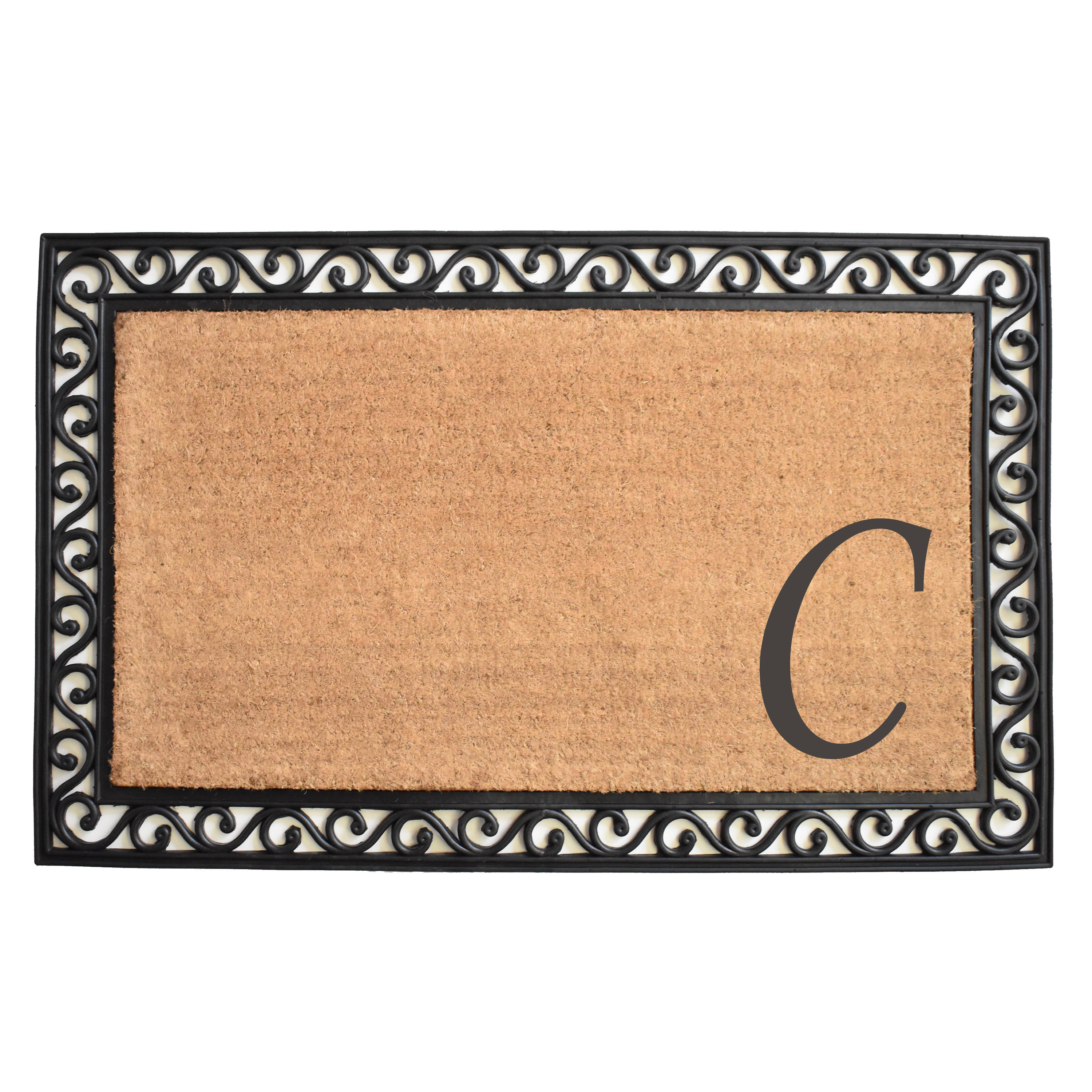Callowaymills 104023048C 30-in x 48-in Natural/Black Coir/Rubber Non-Slip Grip Indoor or outdoor Door Mat