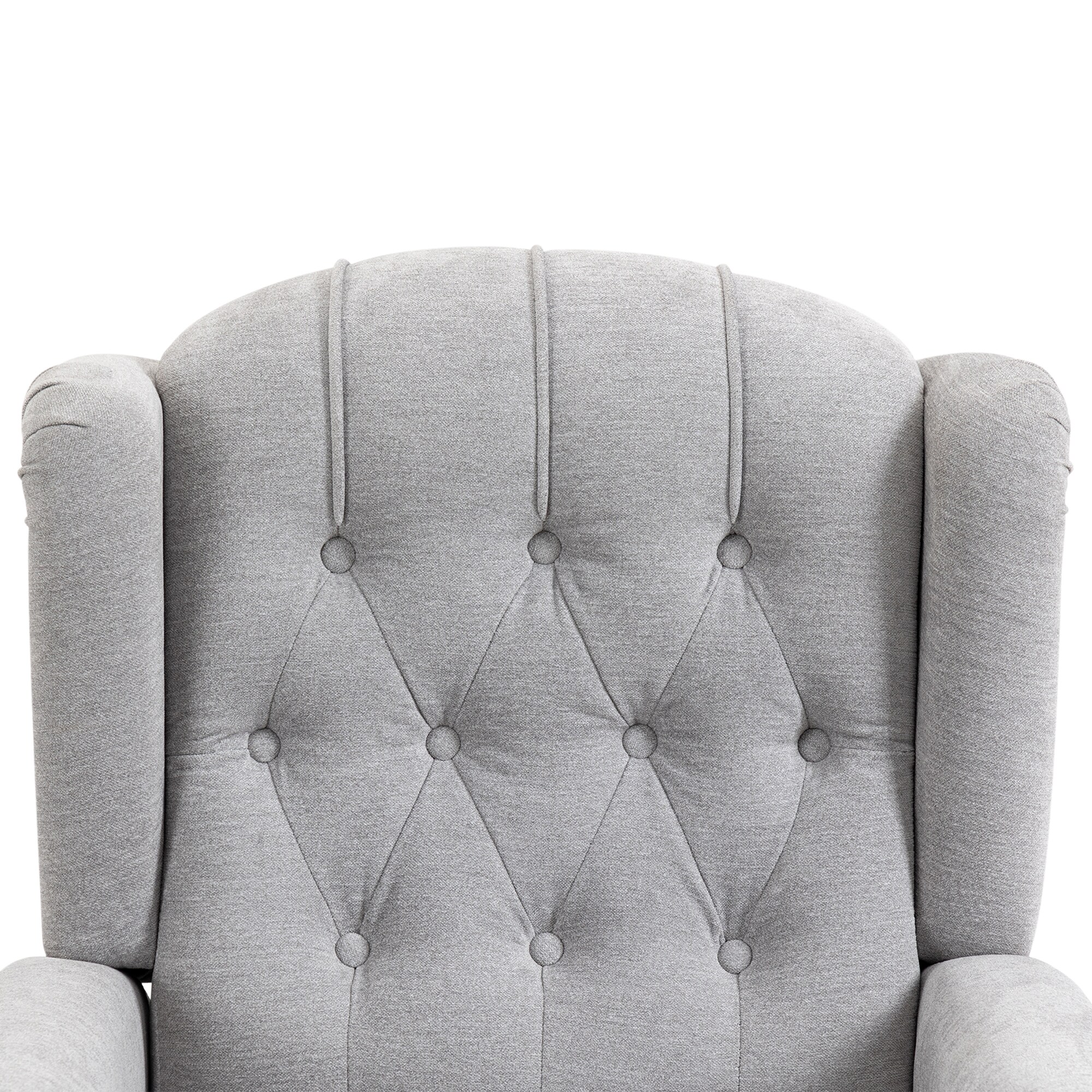 Gray Velvet Upholstered Recliner with Button Tufting
