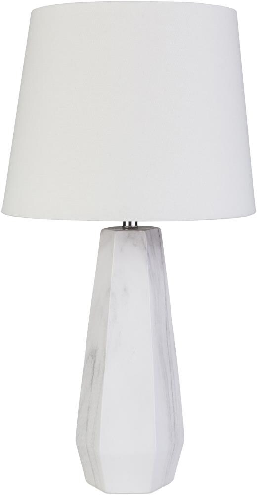 Surya PLI-101 Palladian 25.25-in White 3-way Table Lamp with Linen Shade