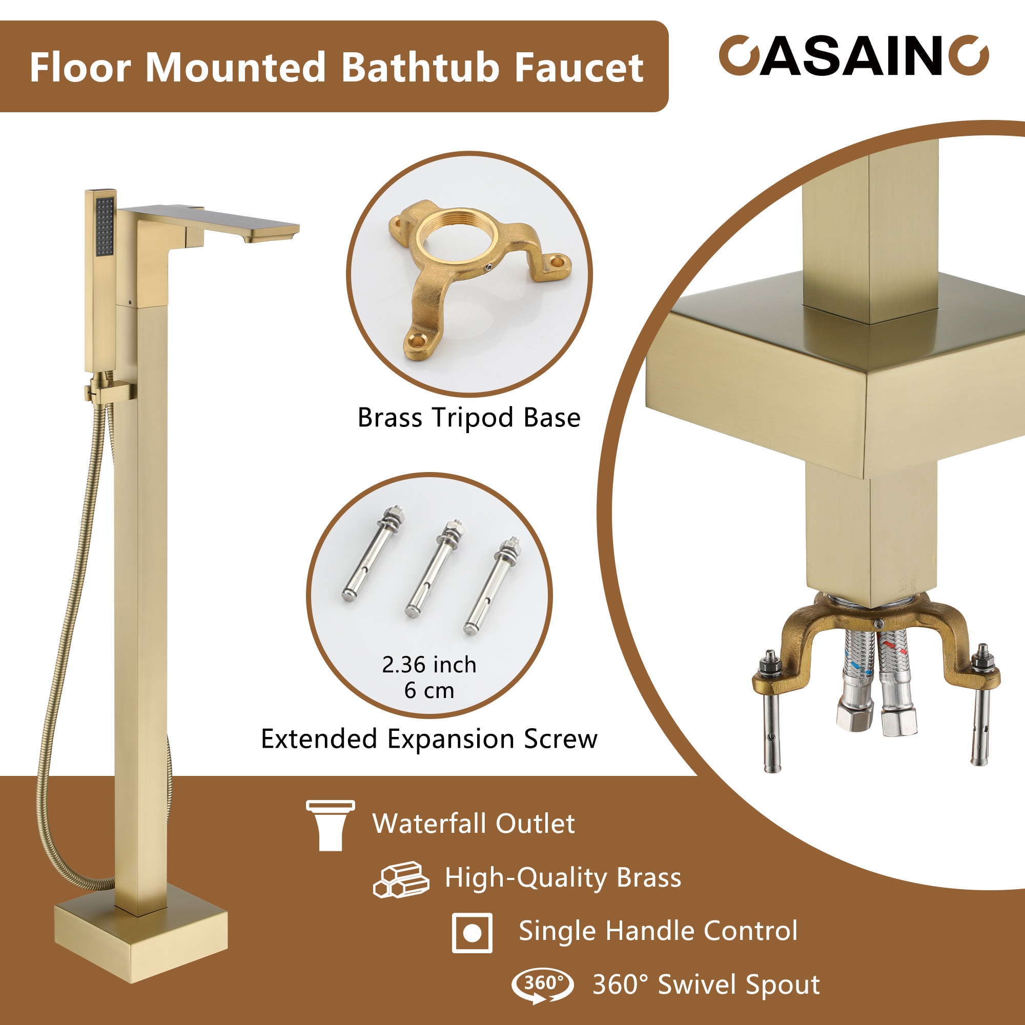 CASAINC KCLT0057-BG Roman-Tub-Faucets - View #8