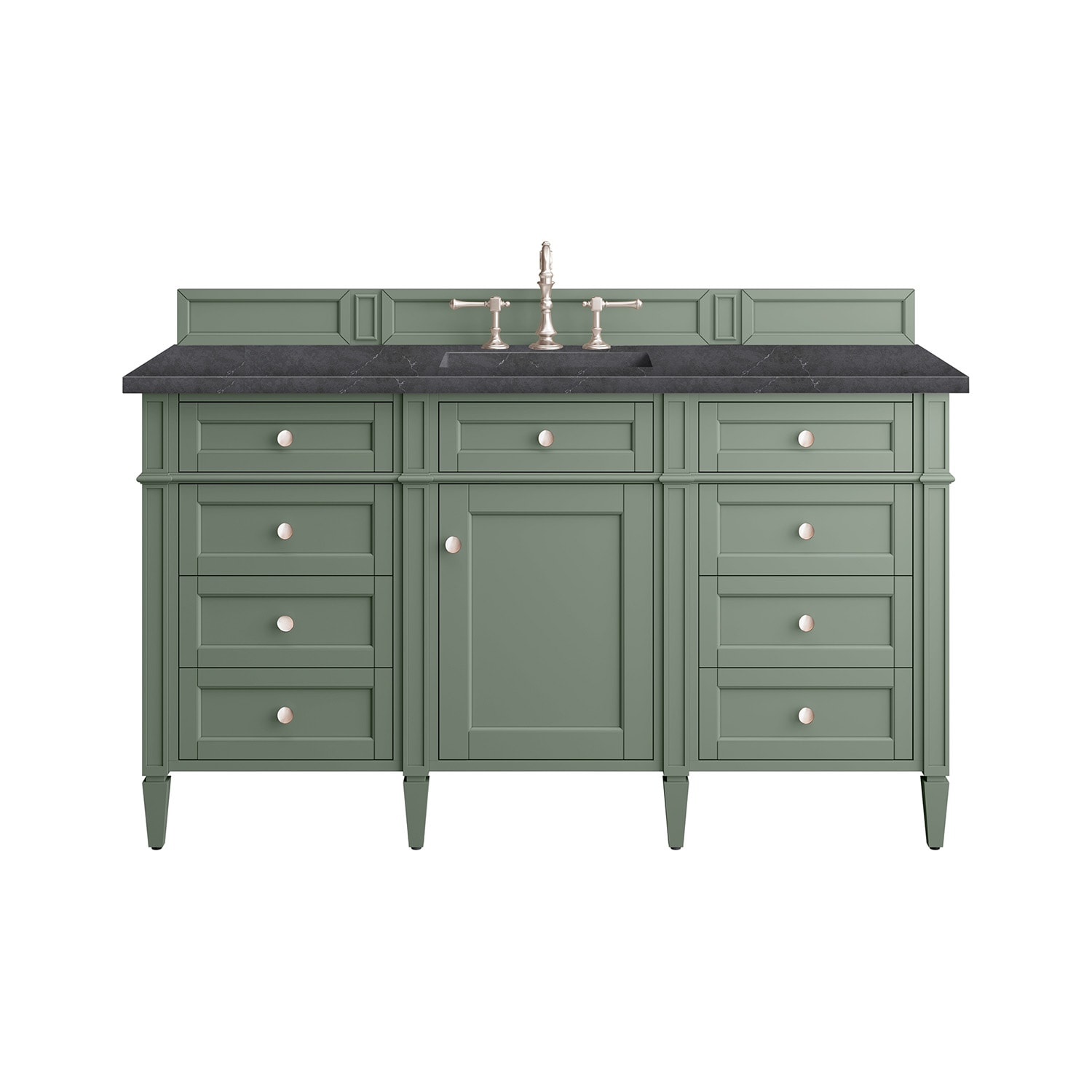 James Martin Vanities 650-V60S-SC-3CSP Brittany 60-in Smokey Celadon Undermount Single sink Bathroom Vanity with Charcoal Soapstone Quartz Top