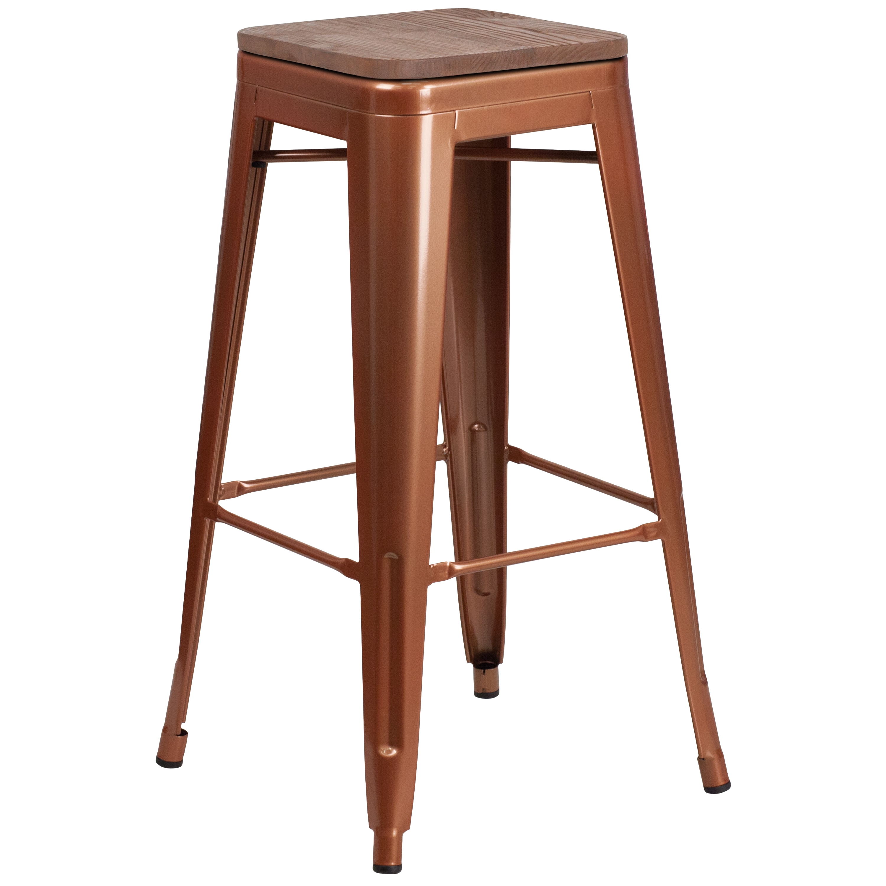 Flash Furniture 889142873853 Copper 30.0-in H Bar height Square seat Stackable Metal Bar Stool