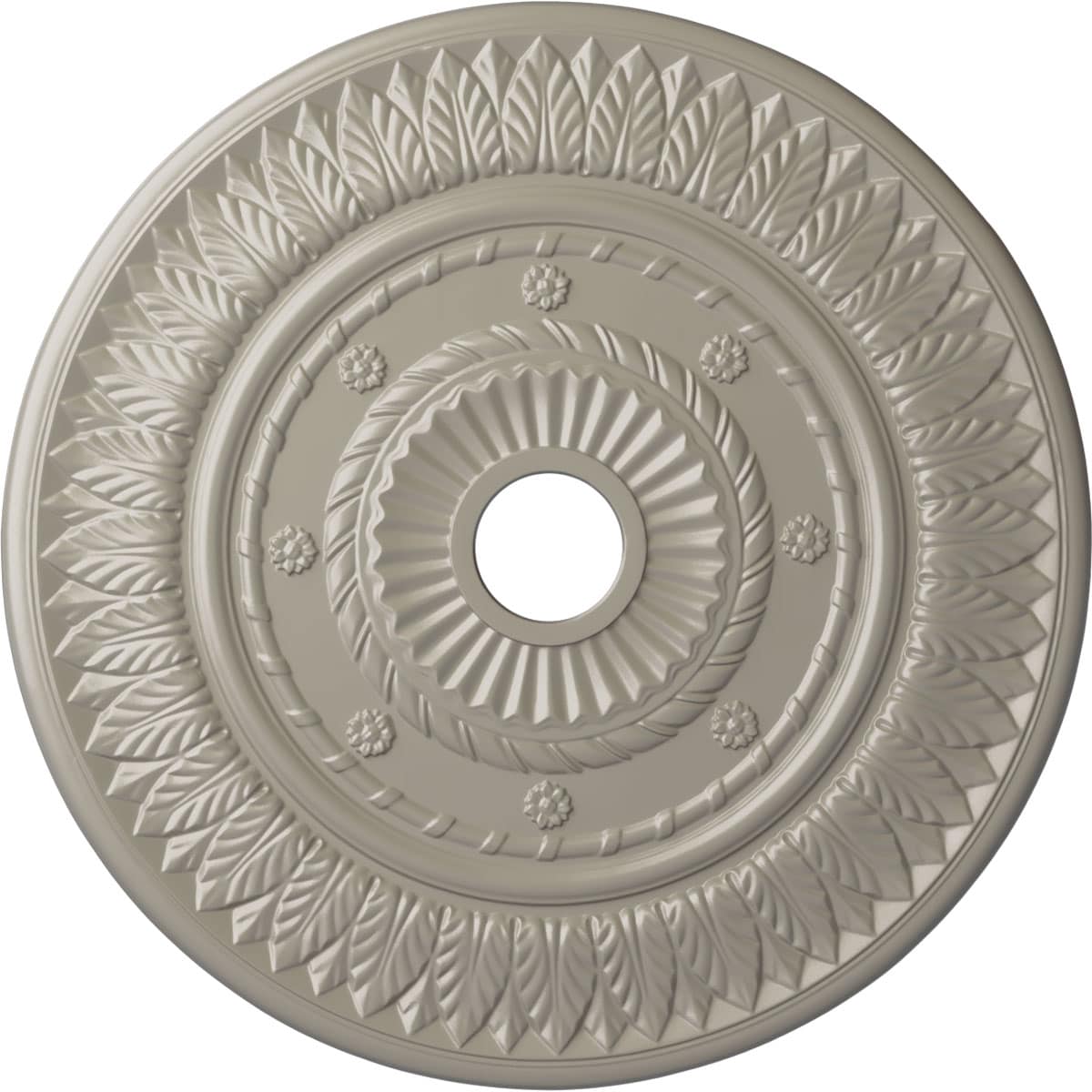 Ekena Millwork CM26LFPWS Leaf 26.75-in W x 26.75-in L Painted Pearl White Polyurethane Whole Ceiling Medallion