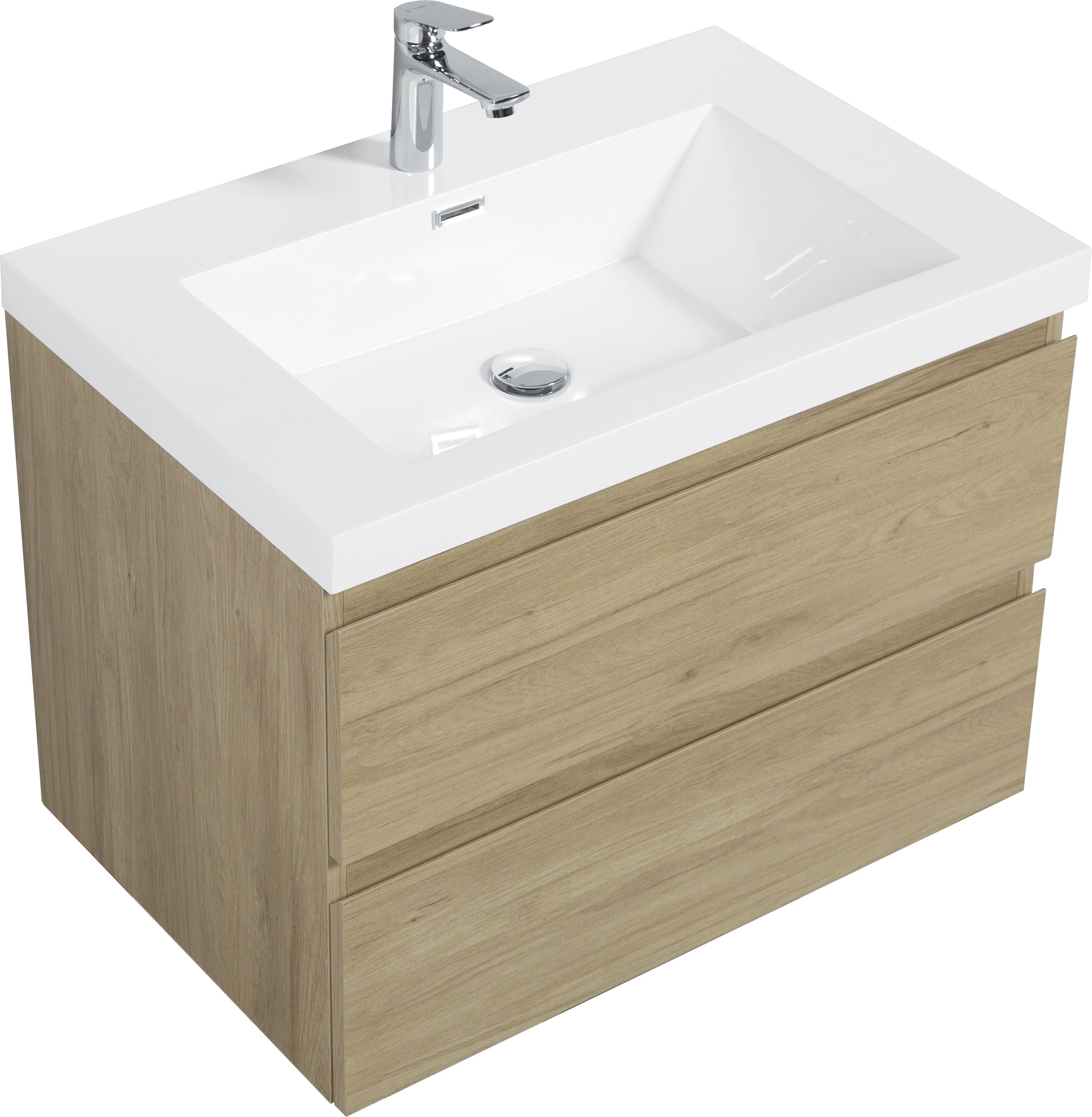 Tahanbath 30 Inch Floating Bathroom Vanity with Sink Modern Wall Mounted Bathroom Storage Vanity Cabinet with Resin Top Basin and Soft Close Drawers Natural Oak