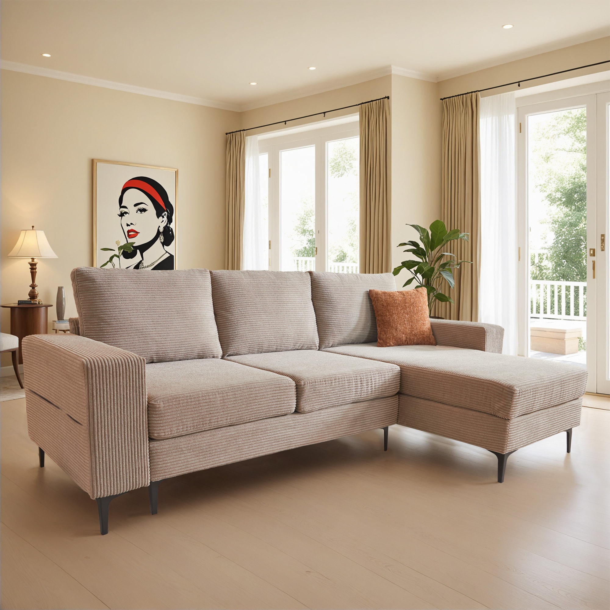 Caodoc L5-COCOR800-2 98-in Modern Camel Reclining Sofa