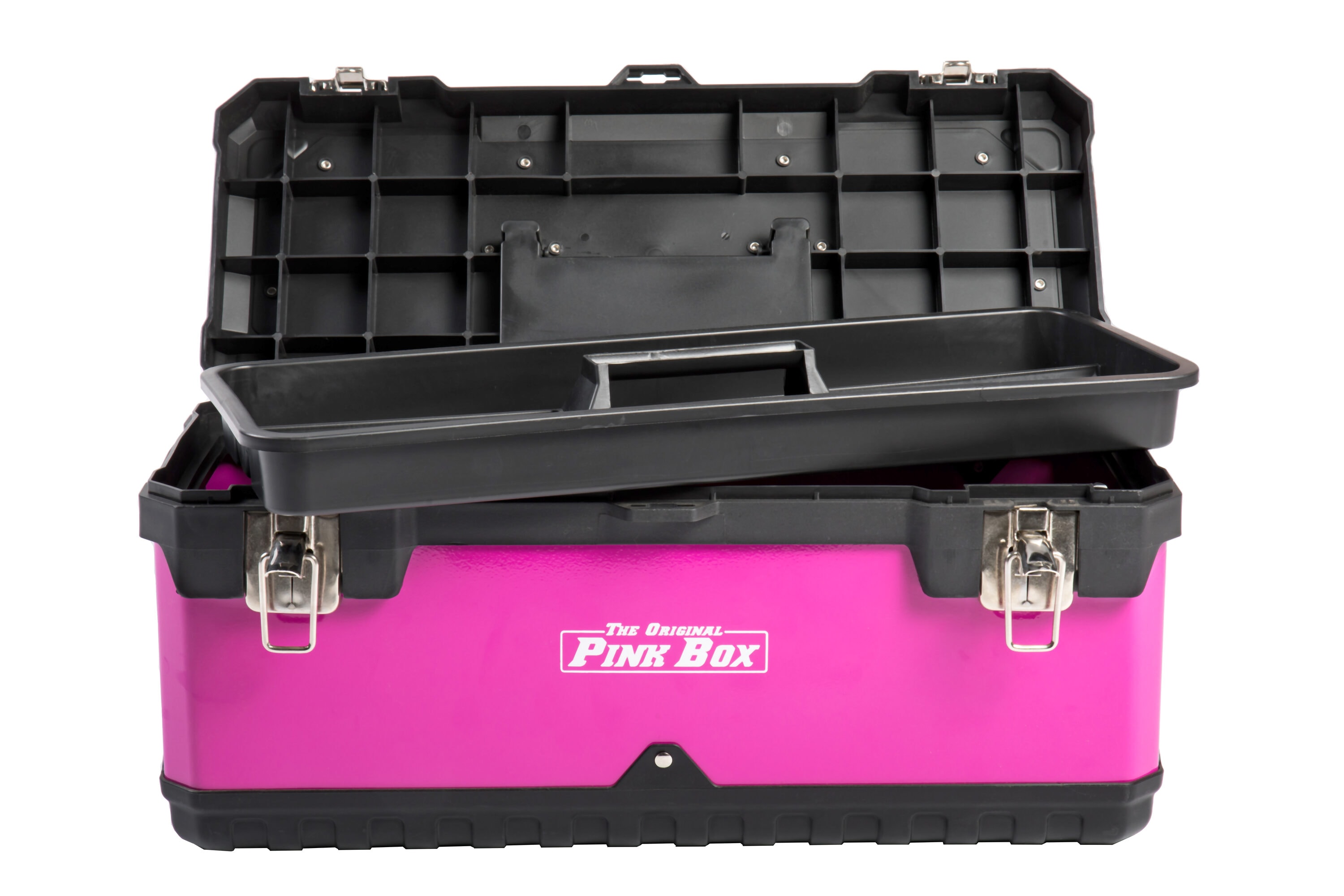 Hi-Spec 1pc Metal Tool Case Pink Steel Barn Style Iron Tool Box