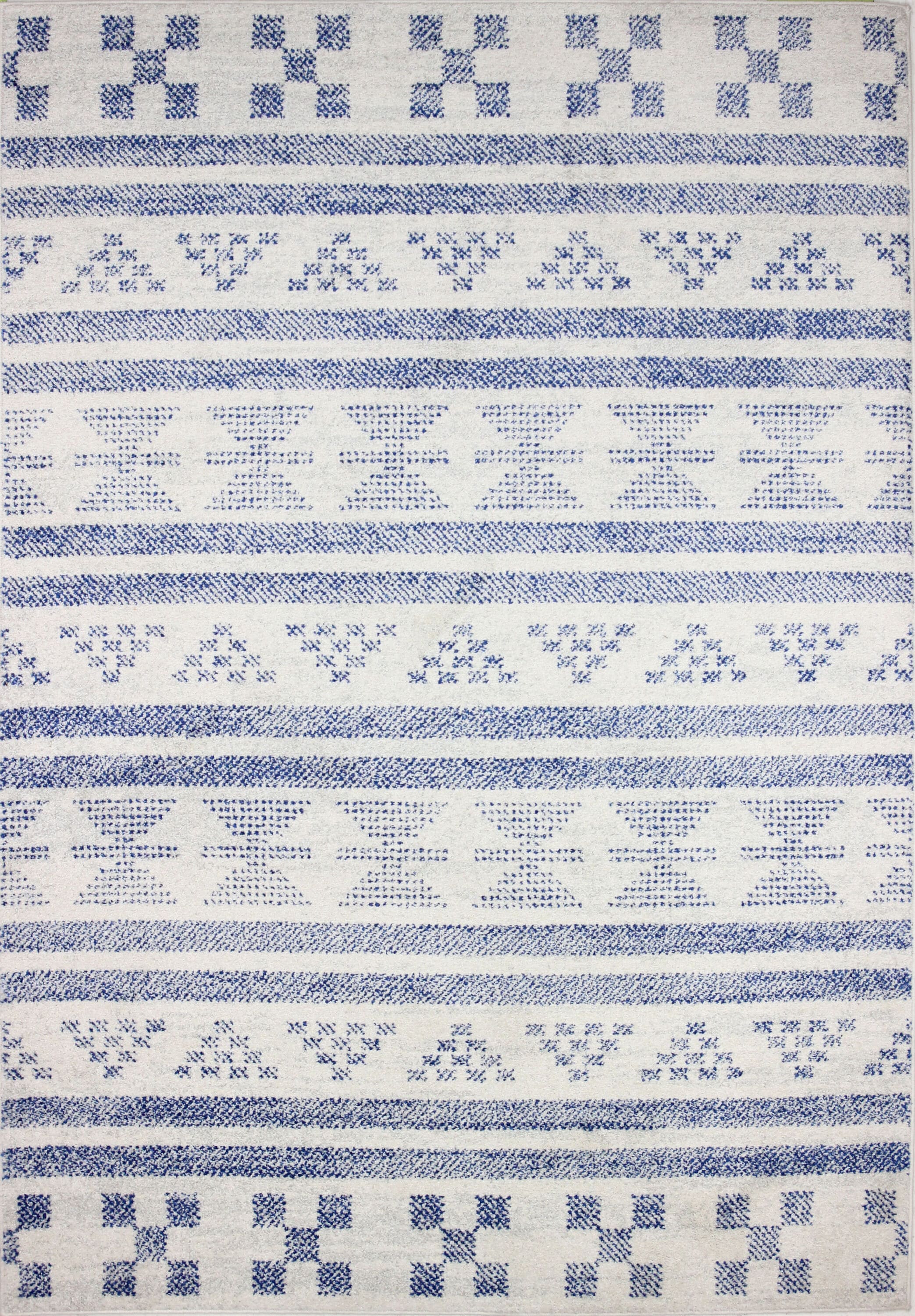 Bashian 649652294704 5 X 8 (ft) Ivory/Blue Indoor Geometric Bohemian/Eclectic Area Rug
