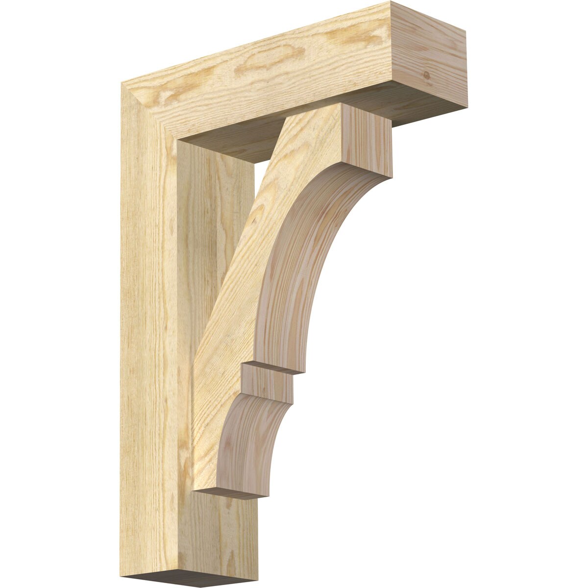 Ekena Millwork 1462036 Balboa block rough sawn bracket with offset brace 6-in x 18-in x 26-in Douglas fir Brown Wood Standard bracket