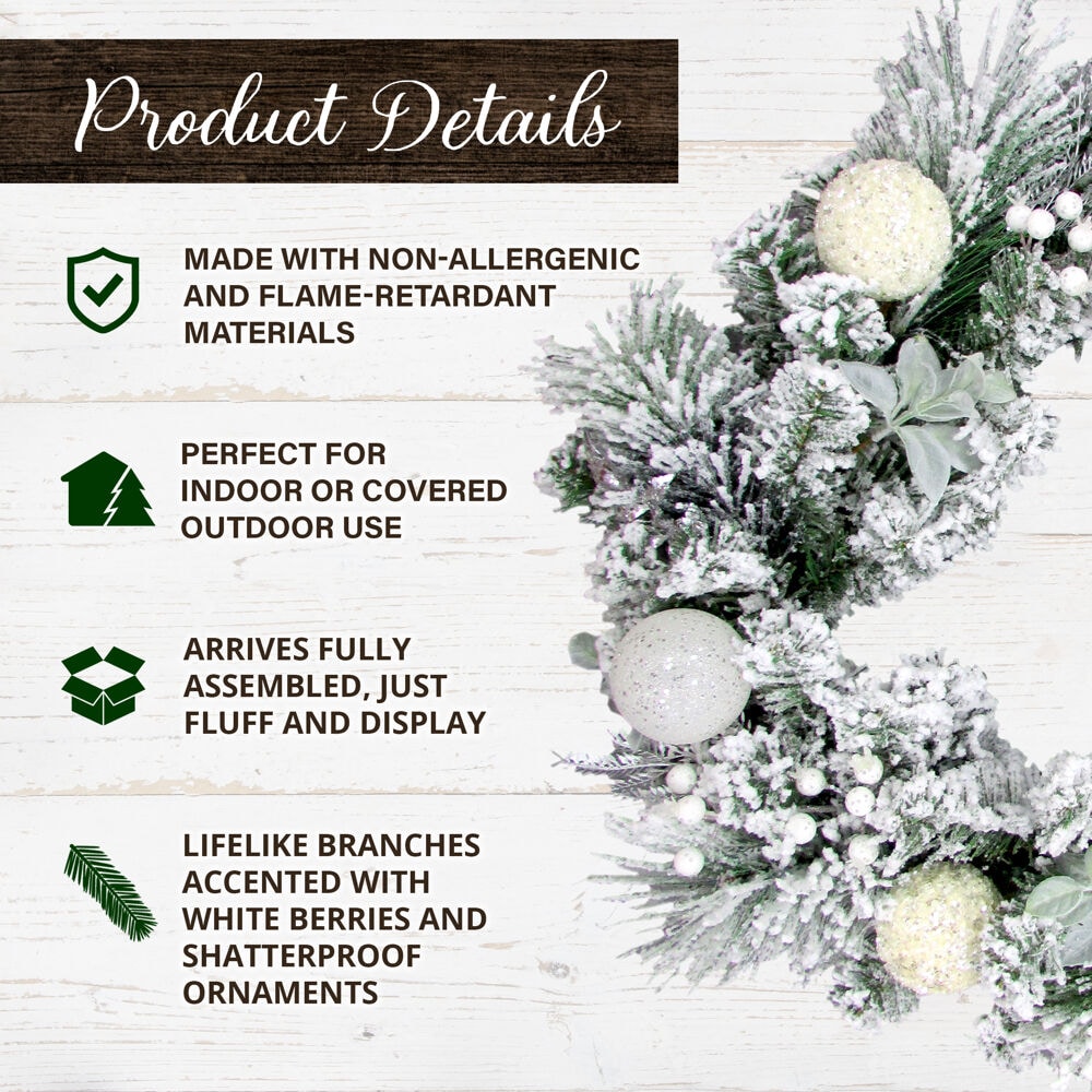 Fraser Hill Farm FF024CHWR014-0WHT Artificial-Christmas-Wreaths - View #4