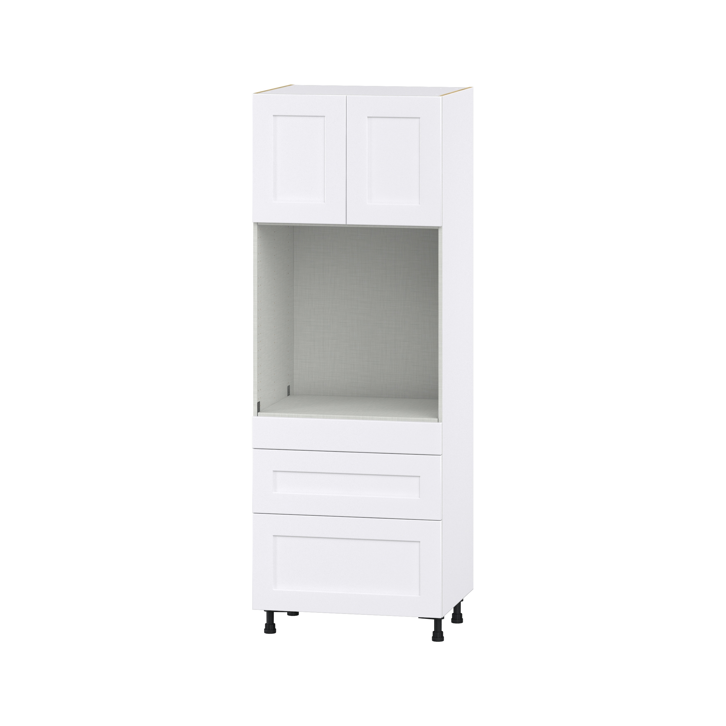 Hugo&Borg DSTO3D3084.5-JO Jolie 30-in W x 84.5-in H x 24-in D Warm White 3 -Drawers Single oven Base Fully assembled Cabinet (Flat Panel Shaker)