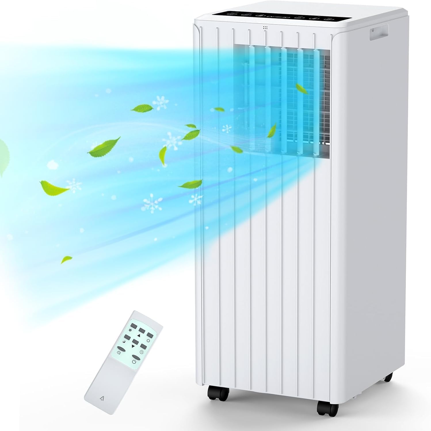 Qeetex ZYS-PHO-0XHWSTFL 8000 BTU Portable Air Conditioner with Remote Digital Display 3-in-1 Cooling Fan Dehumidifier Cools Rooms up to 350 Sq Ft Sleep Mode Timer Window Exhaust Kit Included